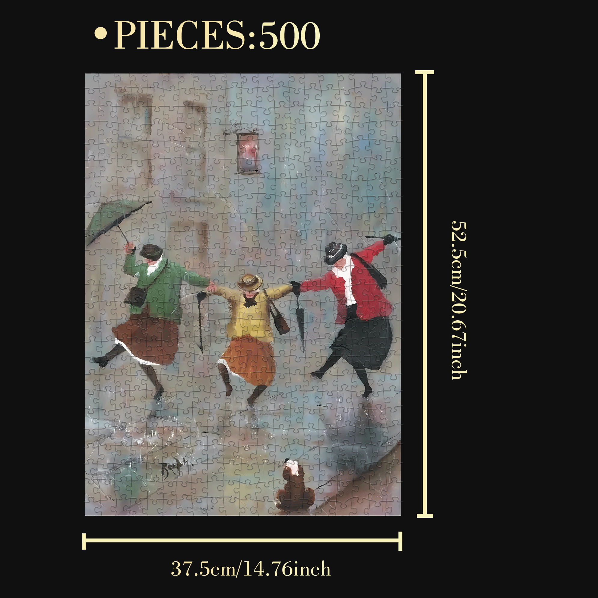 Tap Dance In The Rain 500pcs/1000pcs Jigsaw Puzzle, Scratch-Resistant, Interactive Family Game & Brain-Boosting DIY Decor, Perfect for Halloween, Christmas & New Year Gifts, Family Puzzle Game