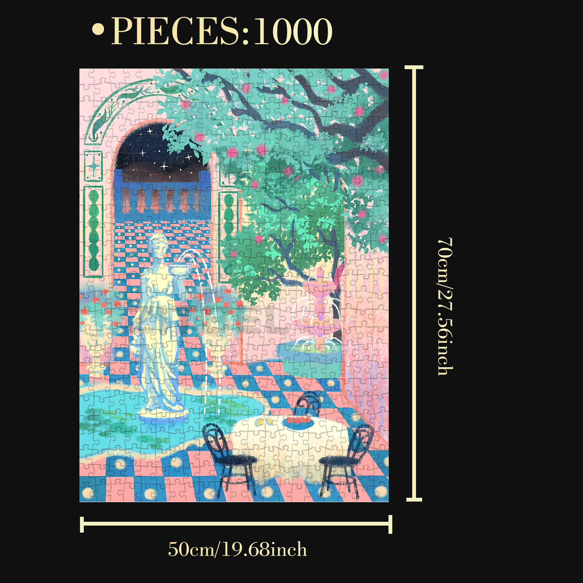 Welcome to Dream Hotel 500pcs/1000pcs Jigsaw Puzzle, Scratch-Resistant, Interactive Family Game & Brain-Boosting DIY Decor, Perfect for Halloween, Christmas & New Year Gifts, Family Puzzle Game