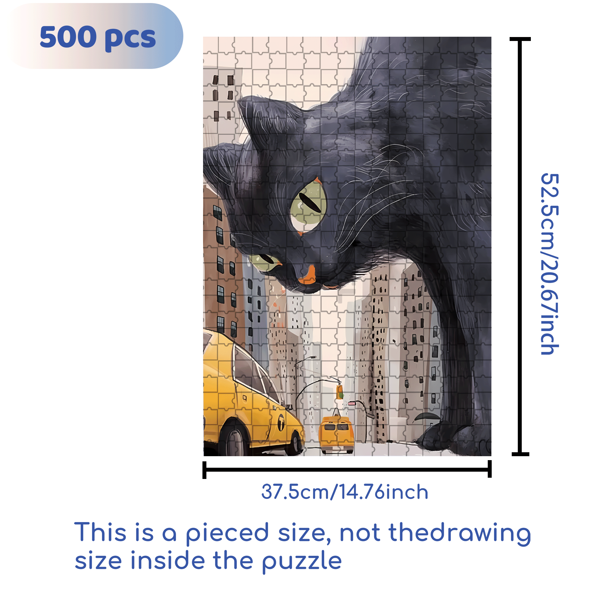 Cats Invade Earth 2 500pcs/1000pcs Jigsaw Puzzle, Scratch-Resistant, Interactive Family Game & Brain-Boosting DIY Decor, Perfect for Halloween, Christmas & New Year Gifts, Family Puzzle Game