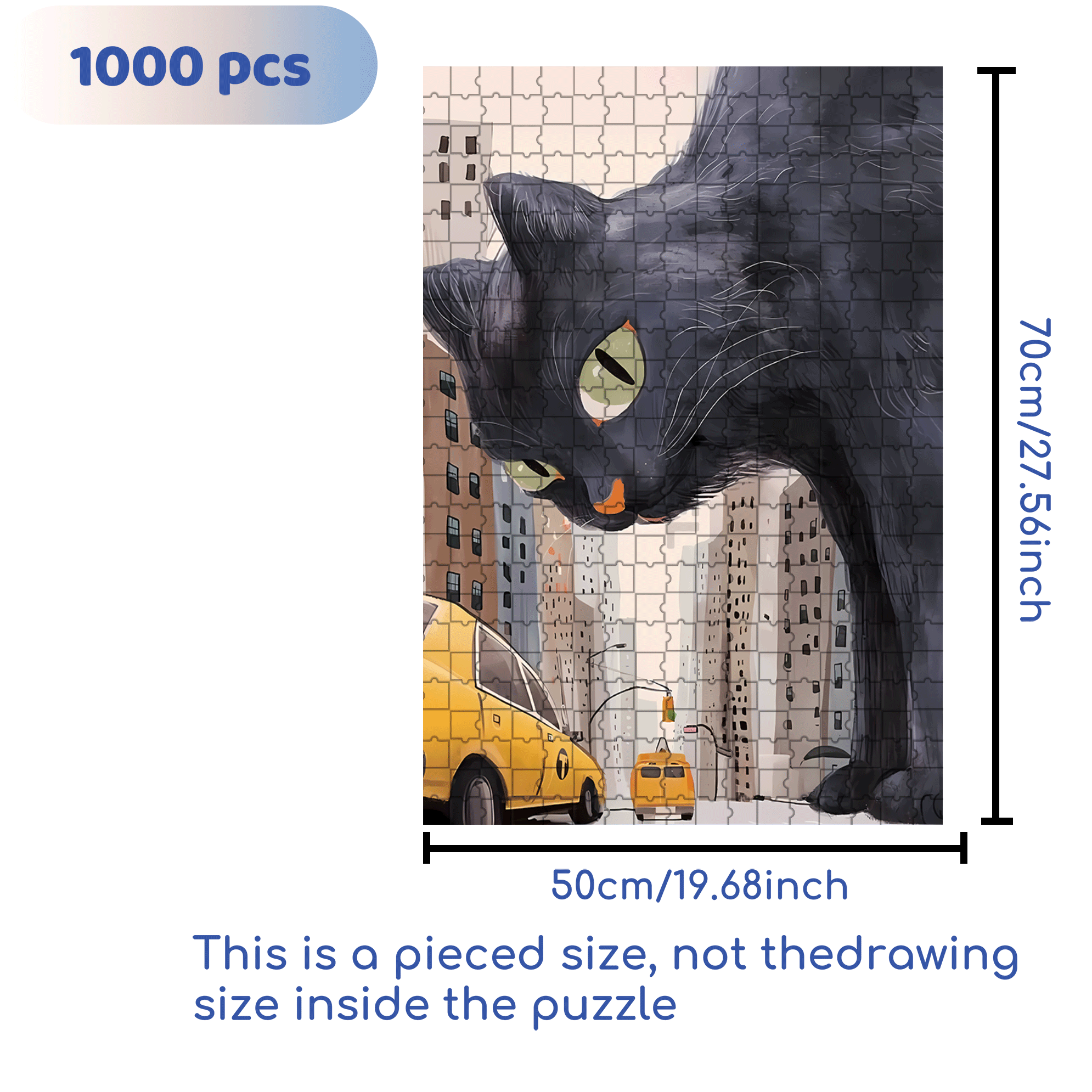 Cats Invade Earth 2 500pcs/1000pcs Jigsaw Puzzle, Scratch-Resistant, Interactive Family Game & Brain-Boosting DIY Decor, Perfect for Halloween, Christmas & New Year Gifts, Family Puzzle Game