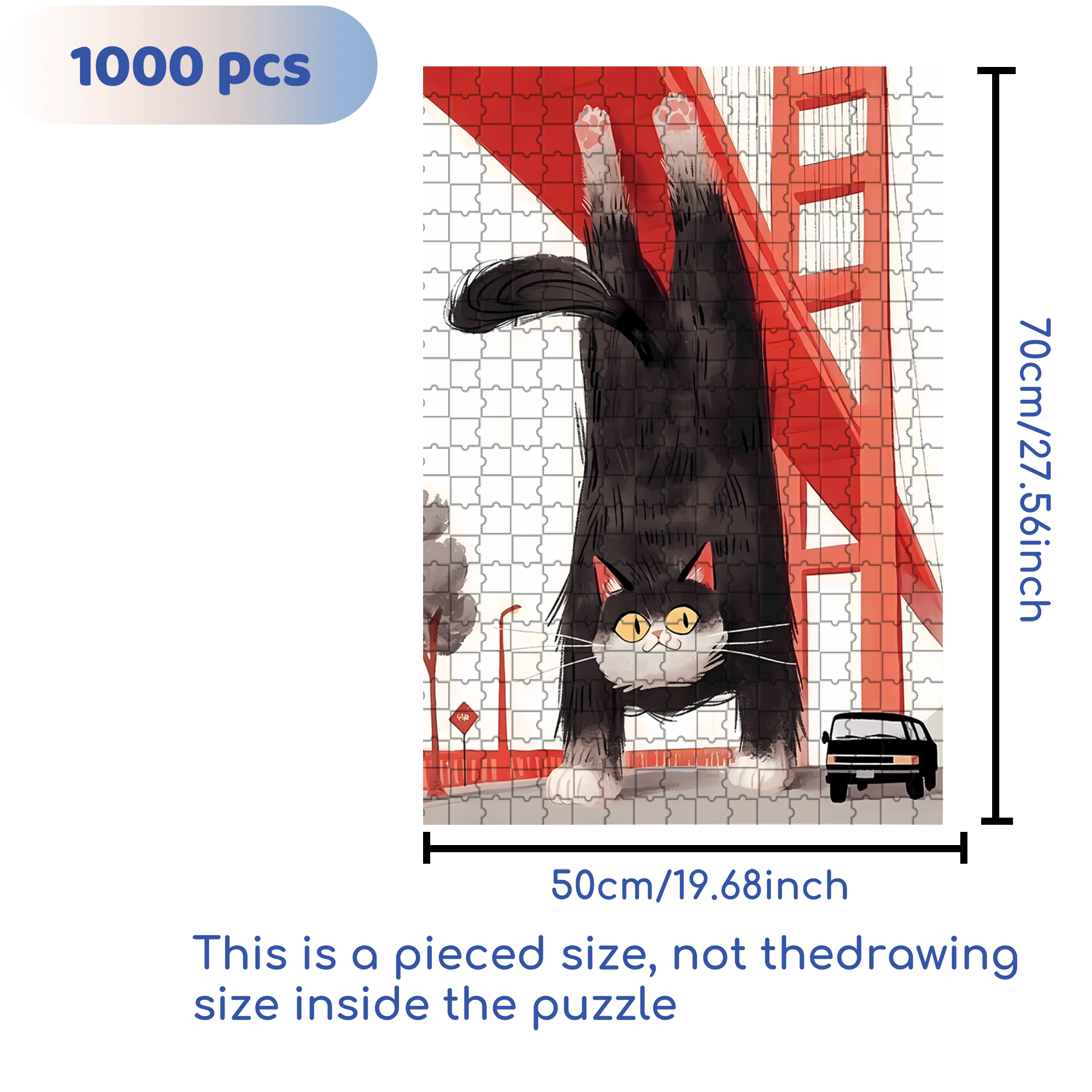 Cats Invade Earth 3 500pcs/1000pcs Jigsaw Puzzle, Scratch-Resistant, Interactive Family Game & Brain-Boosting DIY Decor, Perfect for Halloween, Christmas & New Year Gifts, Family Puzzle Game