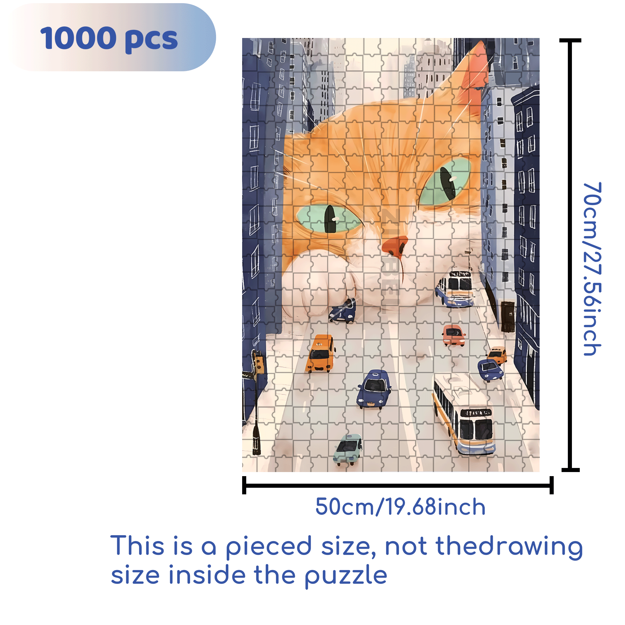 Cats Invade Earth 500pcs/1000pcs Jigsaw Puzzle, Scratch-Resistant, Interactive Family Game & Brain-Boosting DIY Decor, Perfect for Halloween, Christmas & New Year Gifts, Family Puzzle Game