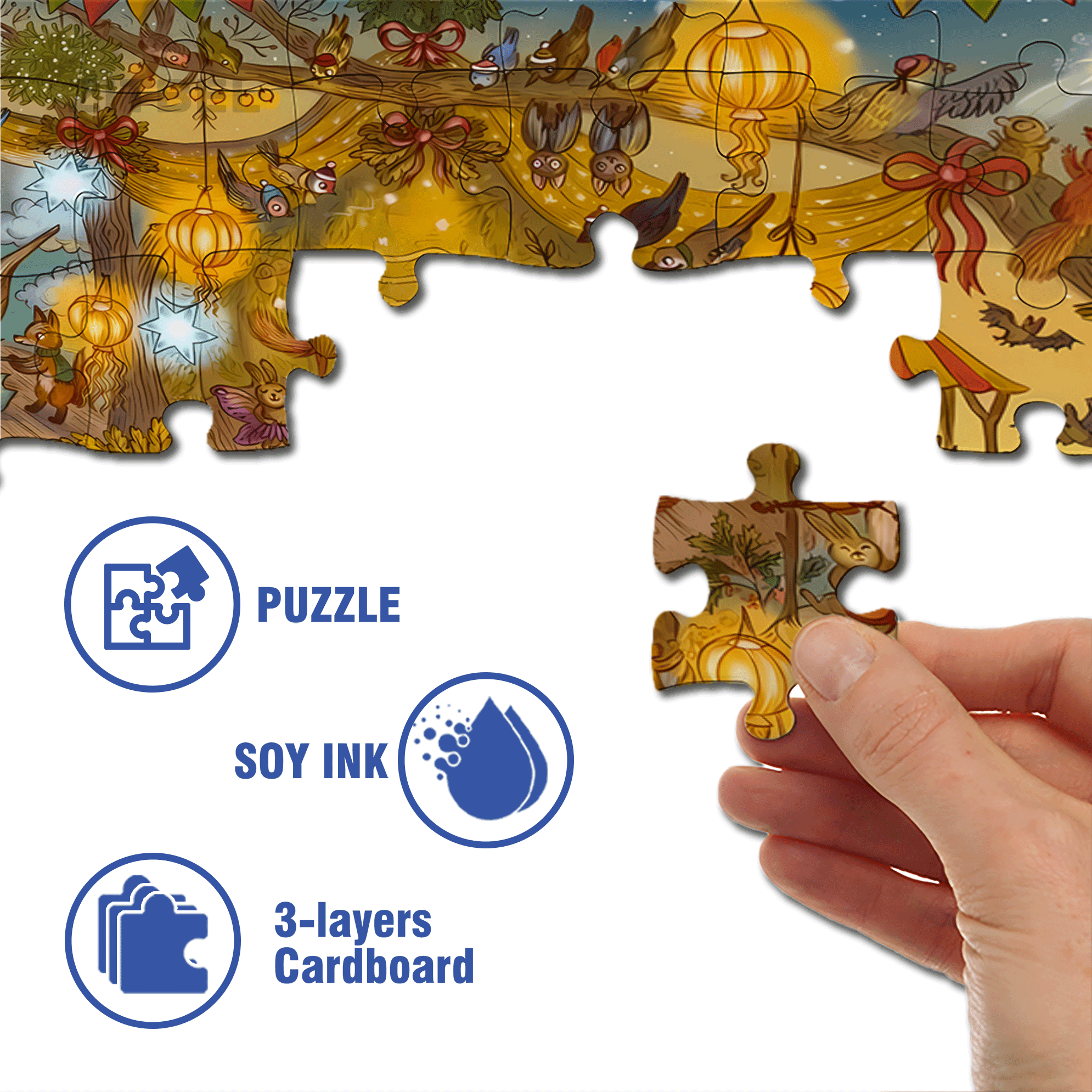 Celebration Night 500pcs/1000pcs Jigsaw Puzzle, Scratch-Resistant, Interactive Family Game & Brain-Boosting DIY Decor, Perfect for Halloween, Christmas & New Year Gifts, Family Puzzle Game