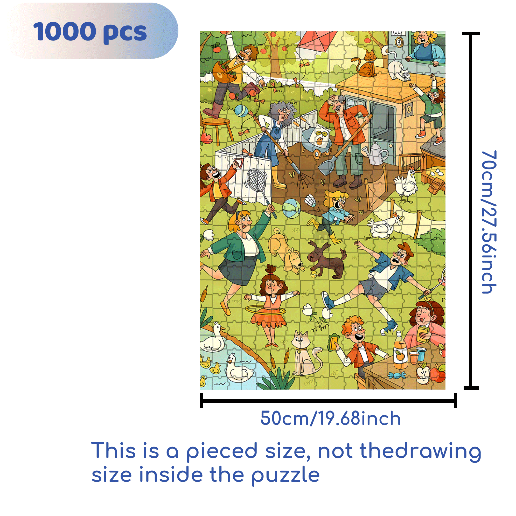 Chickens And Dogs In Chaos 500pcs/1000pcs Jigsaw Puzzle, Scratch-Resistant, Interactive Family Game & Brain-Boosting DIY Decor, Perfect for Halloween, Christmas & New Year Gifts, Family Puzzle Game