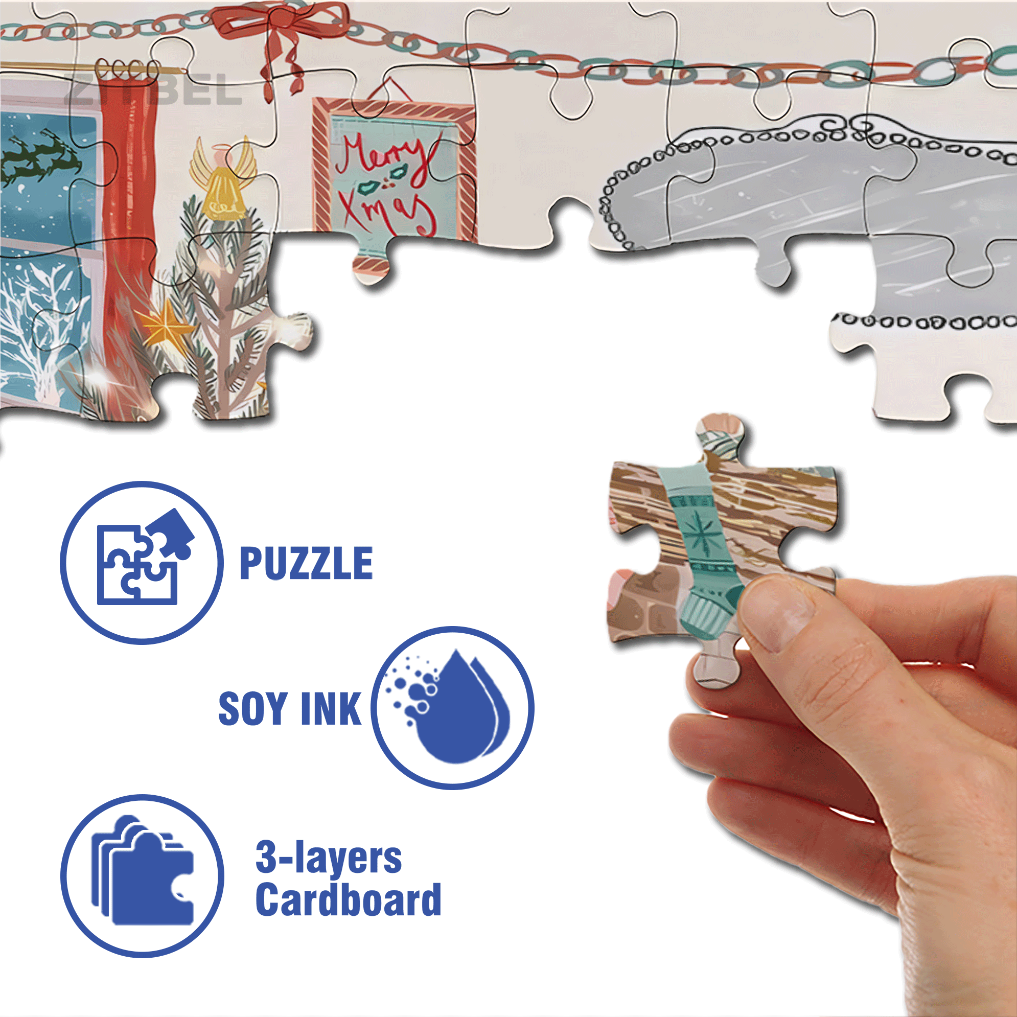 Christmas For Cats 500pcs/1000pcs Jigsaw Puzzle, Scratch-Resistant, Interactive Family Game & Brain-Boosting DIY Decor, Perfect for Halloween, Christmas & New Year Gifts, Family Puzzle Game