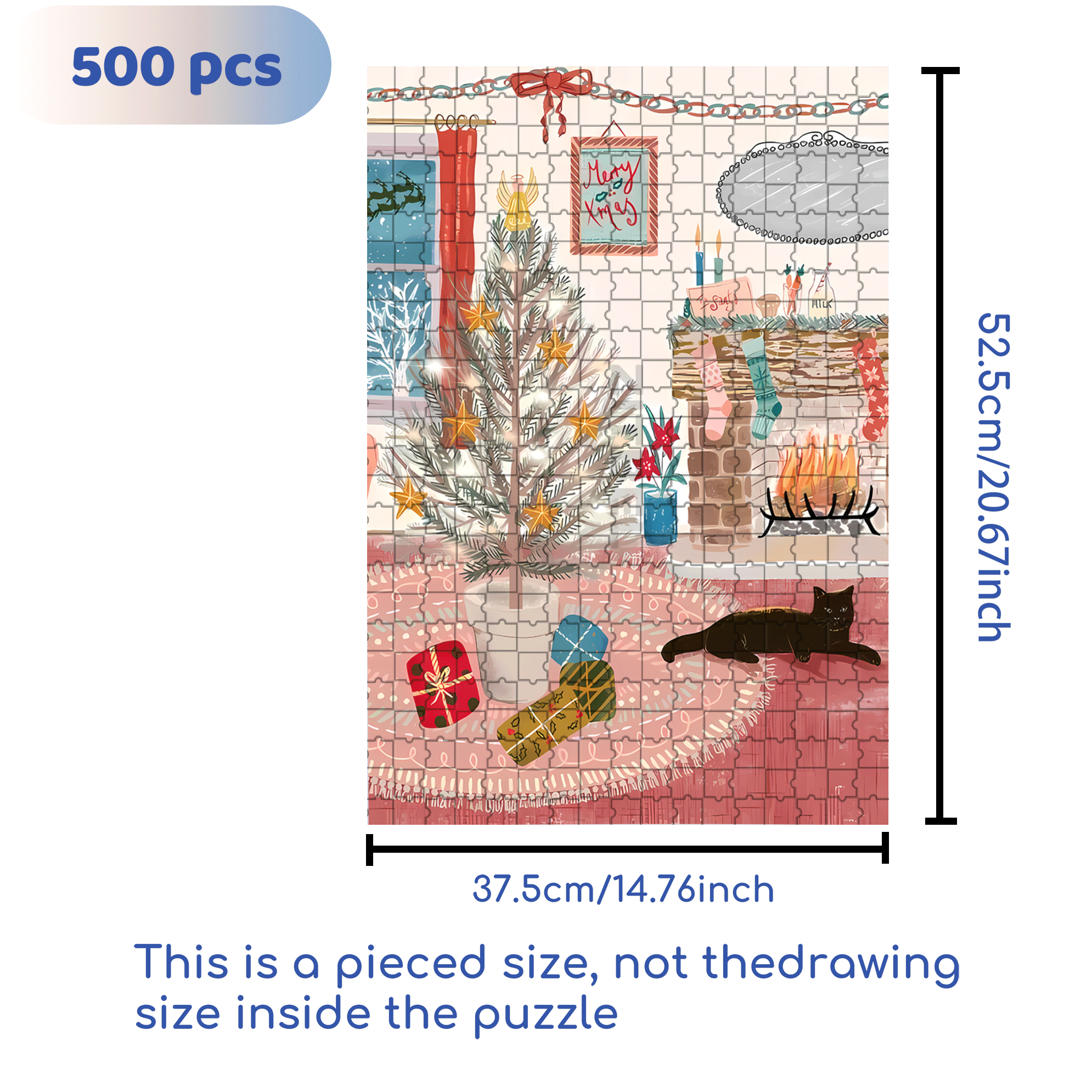 Christmas For Cats 500pcs/1000pcs Jigsaw Puzzle, Scratch-Resistant, Interactive Family Game & Brain-Boosting DIY Decor, Perfect for Halloween, Christmas & New Year Gifts, Family Puzzle Game