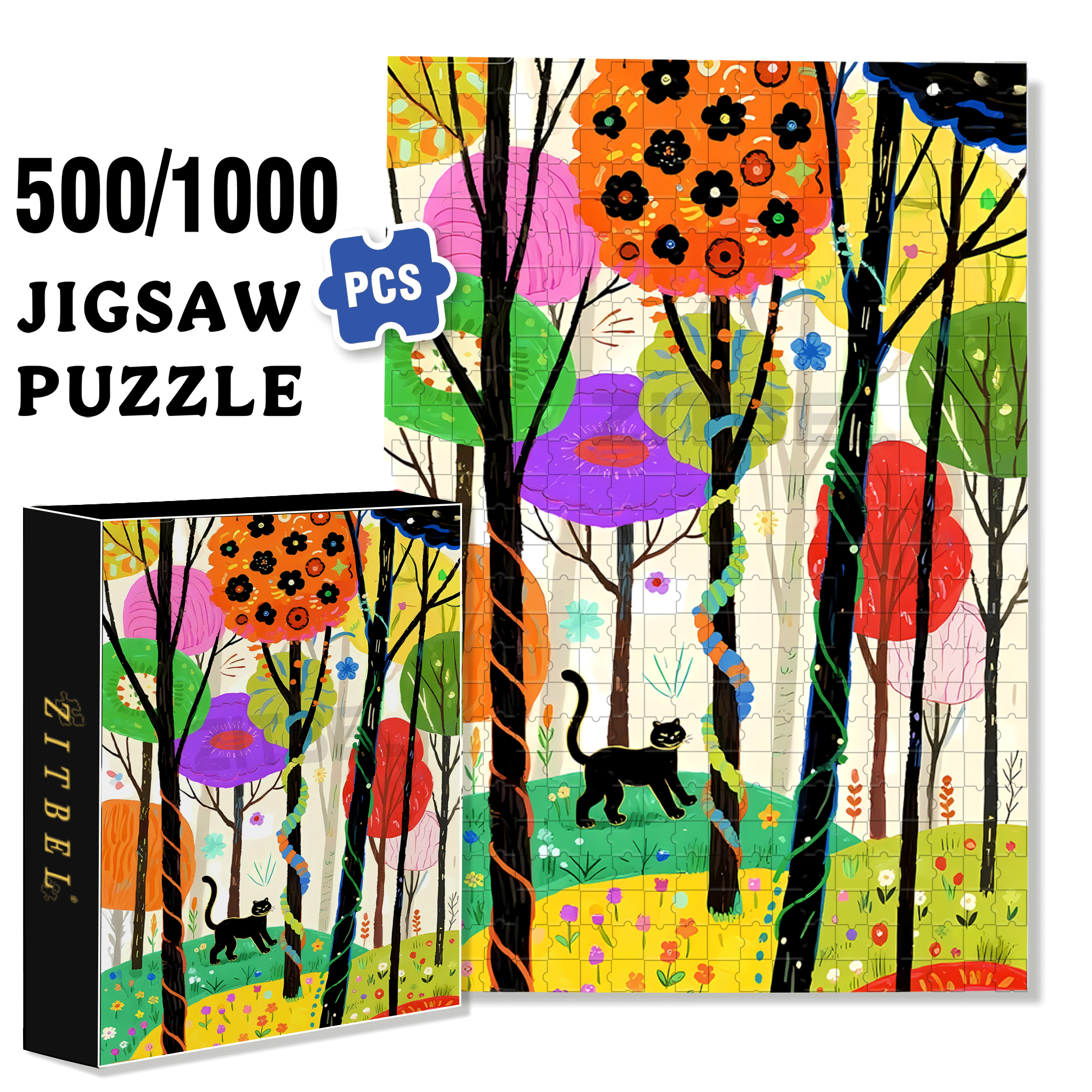 Colorful Nature 2 500pcs/1000pcs Jigsaw Puzzle, Scratch-Resistant, Interactive Family Game & Brain-Boosting DIY Decor, Perfect for Halloween, Christmas & New Year Gifts, Family Puzzle Game