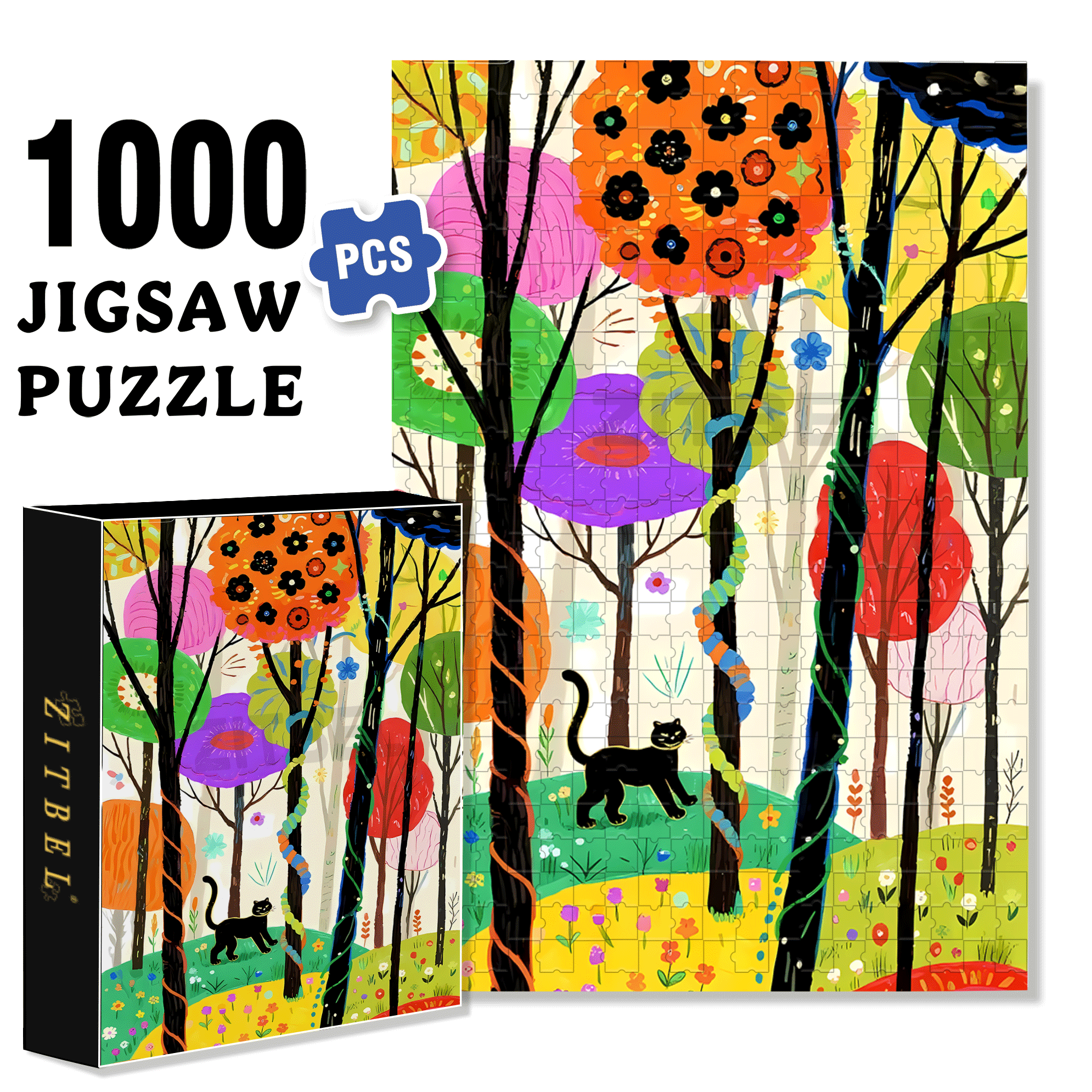 Colorful Nature 2 500pcs/1000pcs Jigsaw Puzzle, Scratch-Resistant, Interactive Family Game & Brain-Boosting DIY Decor, Perfect for Halloween, Christmas & New Year Gifts, Family Puzzle Game