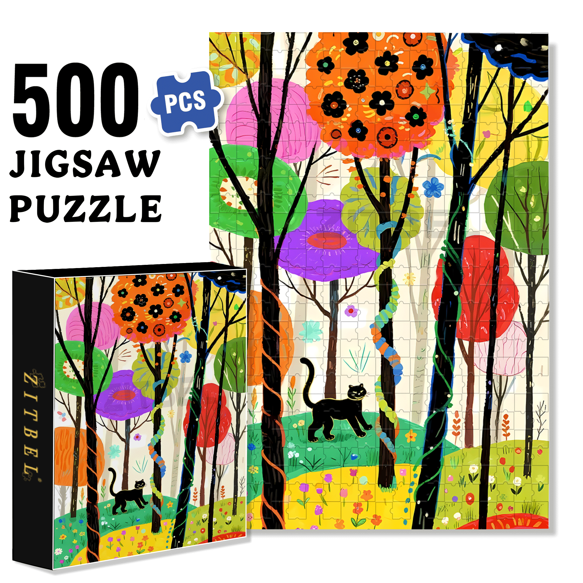 Colorful Nature 2 500pcs/1000pcs Jigsaw Puzzle, Scratch-Resistant, Interactive Family Game & Brain-Boosting DIY Decor, Perfect for Halloween, Christmas & New Year Gifts, Family Puzzle Game