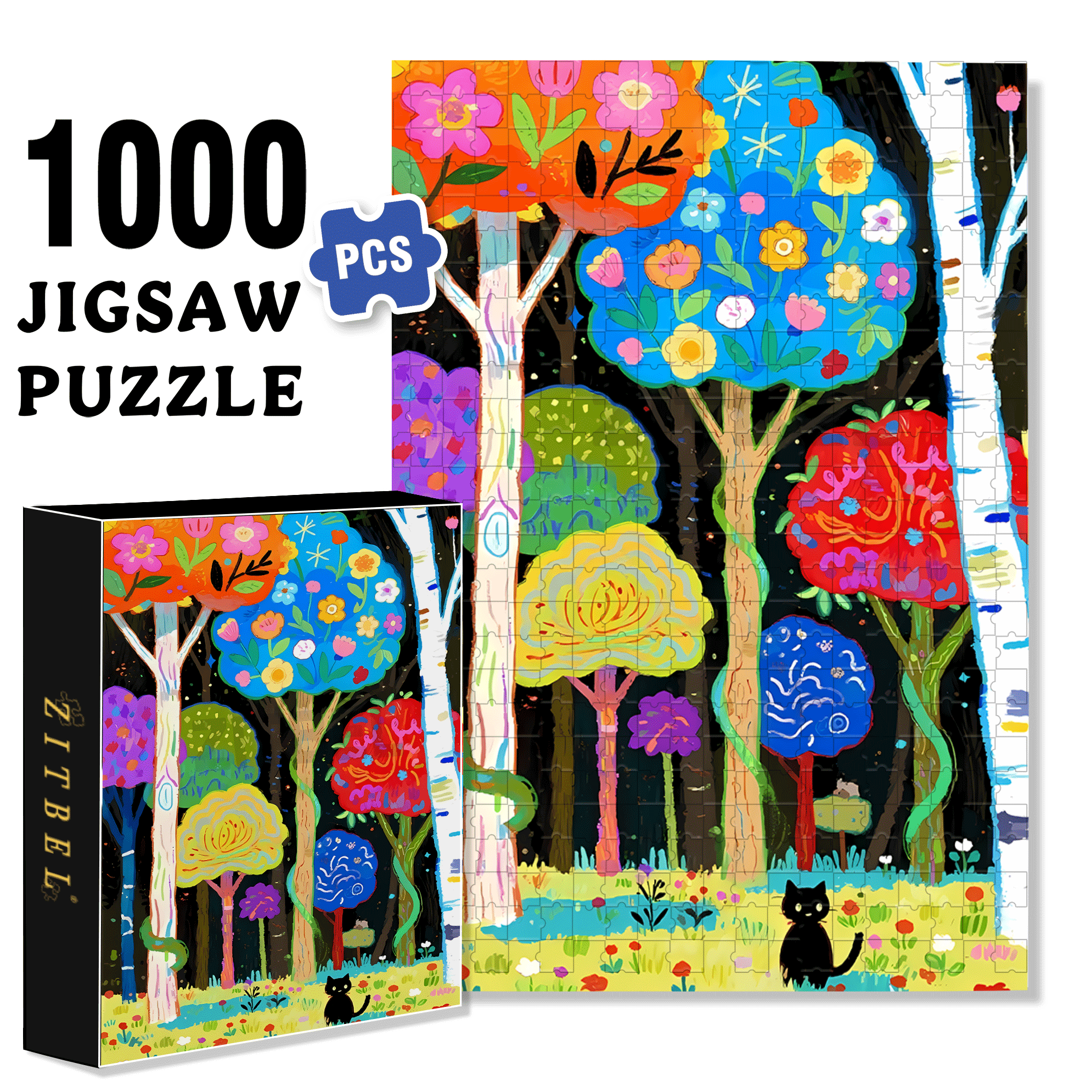Colorful Nature 500pcs/1000pcs Jigsaw Puzzle, Scratch-Resistant, Interactive Family Game & Brain-Boosting DIY Decor, Perfect for Halloween, Christmas & New Year Gifts, Family Puzzle Game