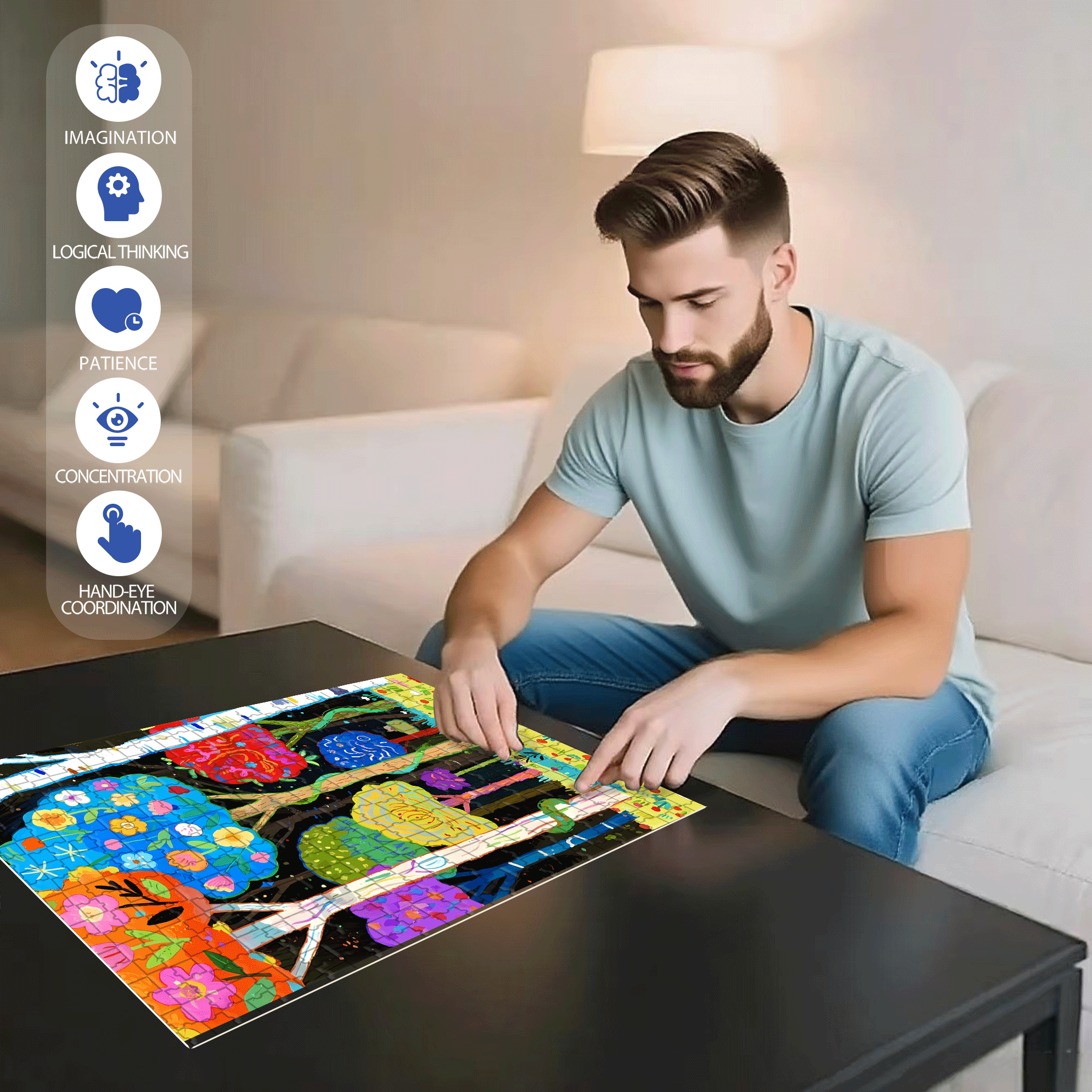 Colorful Nature 500pcs/1000pcs Jigsaw Puzzle, Scratch-Resistant, Interactive Family Game & Brain-Boosting DIY Decor, Perfect for Halloween, Christmas & New Year Gifts, Family Puzzle Game