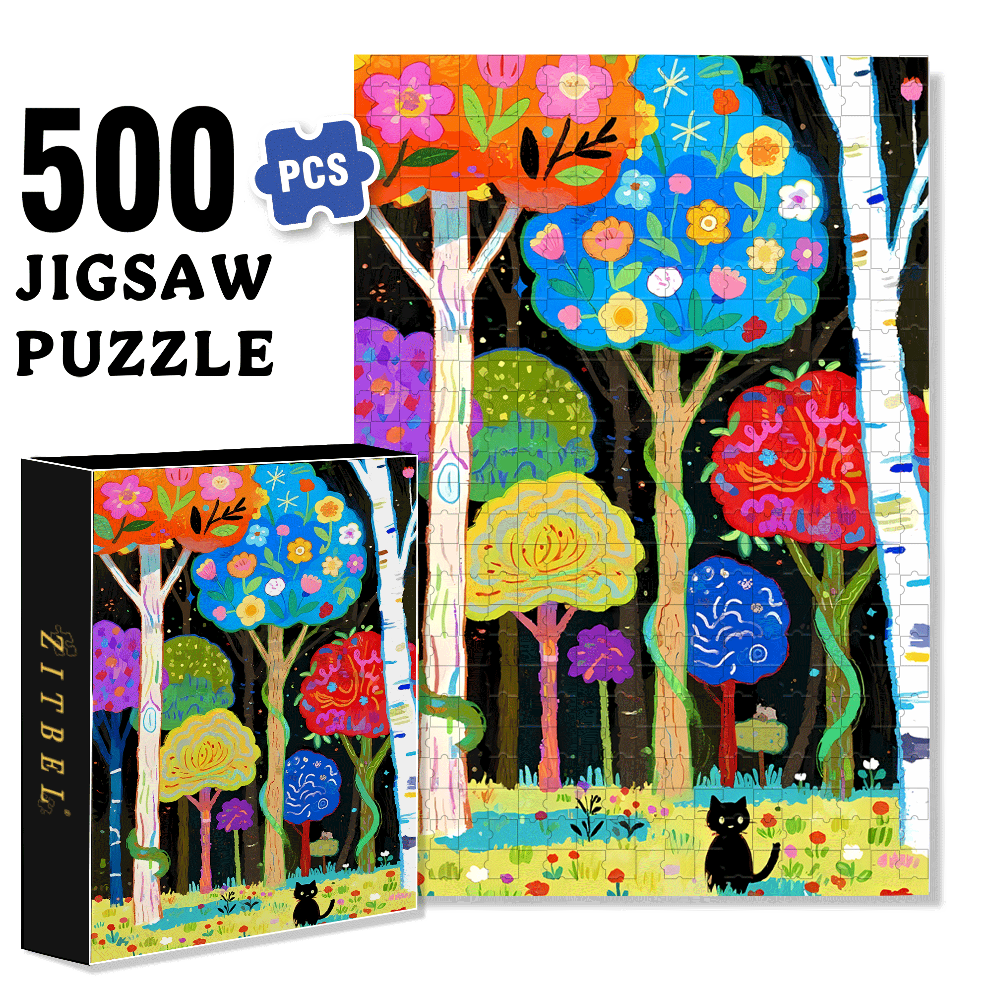 Colorful Nature 500pcs/1000pcs Jigsaw Puzzle, Scratch-Resistant, Interactive Family Game & Brain-Boosting DIY Decor, Perfect for Halloween, Christmas & New Year Gifts, Family Puzzle Game
