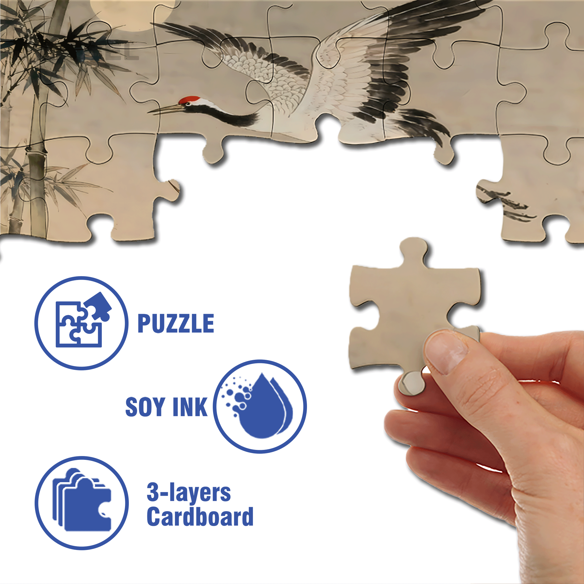 Cranes 500pcs/1000pcs Jigsaw Puzzle, Scratch-Resistant, Interactive Family Game & Brain-Boosting DIY Decor, Perfect for Halloween, Christmas & New Year Gifts, Family Puzzle Game