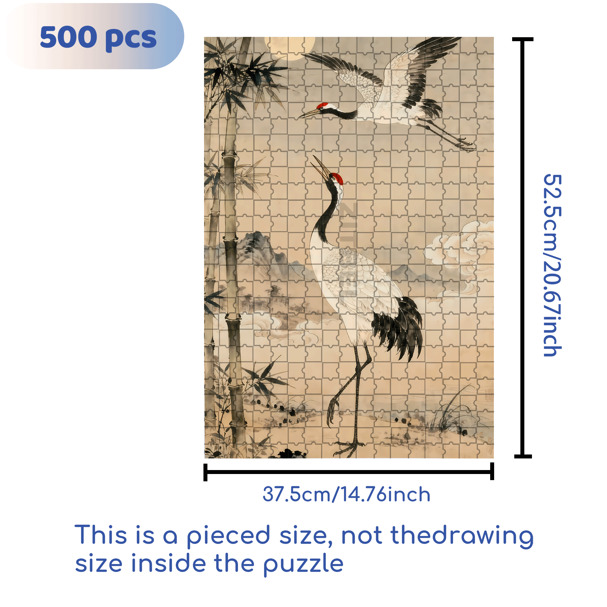 Cranes 500pcs/1000pcs Jigsaw Puzzle, Scratch-Resistant, Interactive Family Game & Brain-Boosting DIY Decor, Perfect for Halloween, Christmas & New Year Gifts, Family Puzzle Game