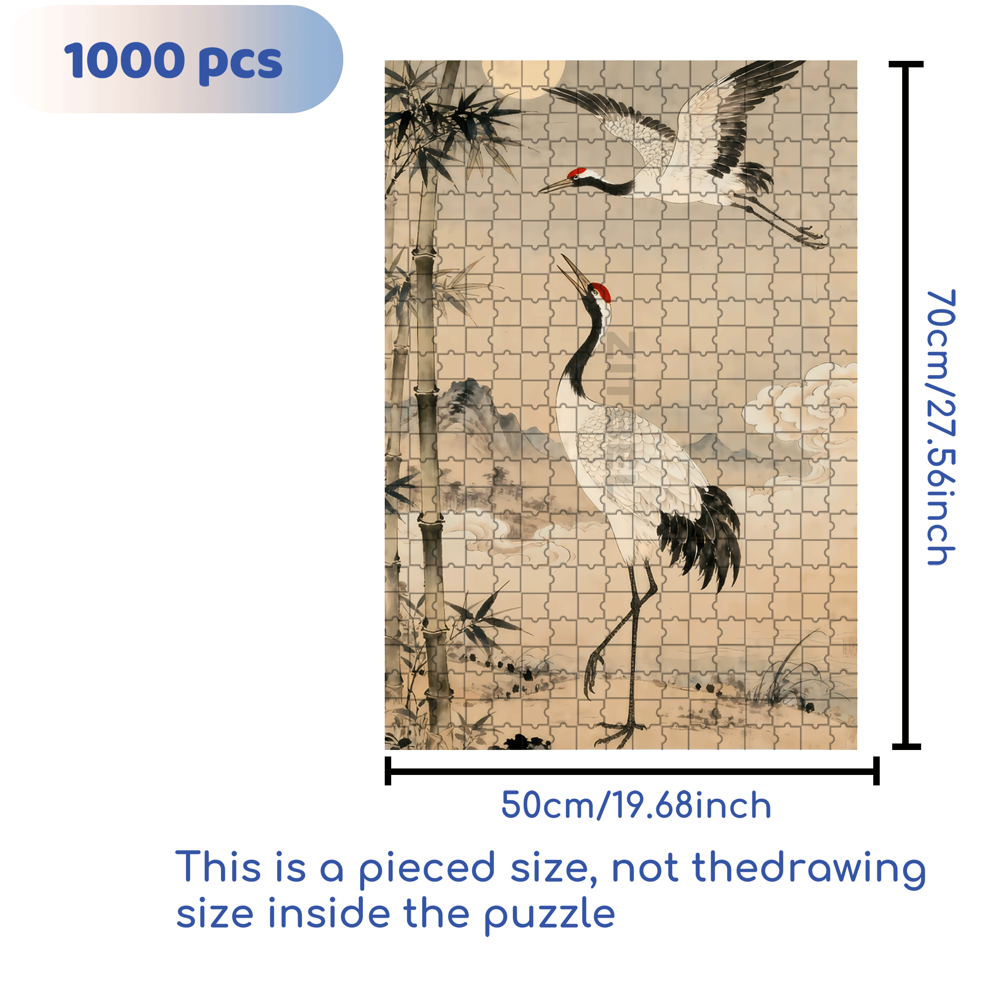 Cranes 500pcs/1000pcs Jigsaw Puzzle, Scratch-Resistant, Interactive Family Game & Brain-Boosting DIY Decor, Perfect for Halloween, Christmas & New Year Gifts, Family Puzzle Game