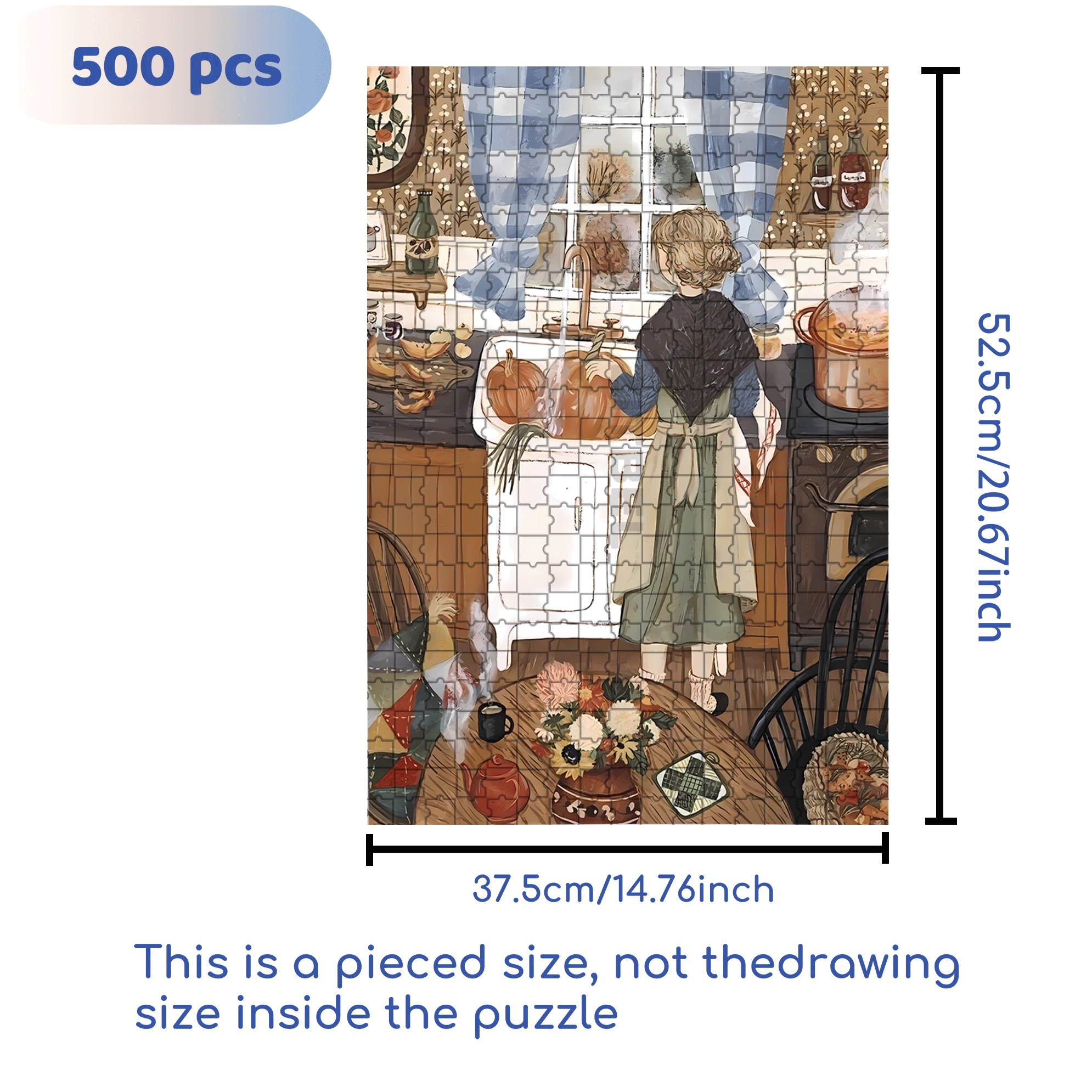 Dinner Preparation 500pcs/1000pcs Jigsaw Puzzle, Scratch-Resistant, Interactive Family Game & Brain-Boosting DIY Decor, Perfect for Halloween, Christmas & New Year Gifts, Family Puzzle Game