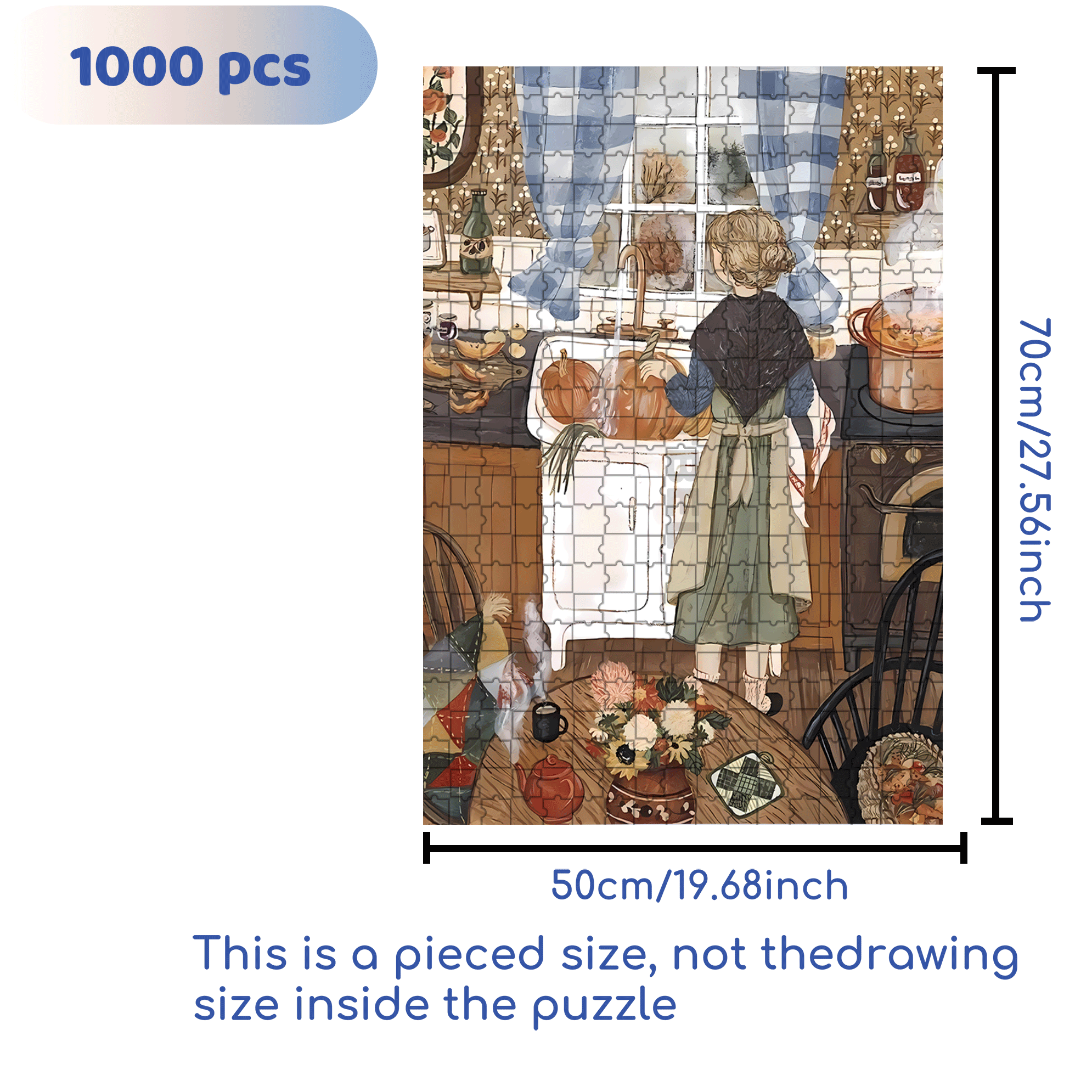 Dinner Preparation 500pcs/1000pcs Jigsaw Puzzle, Scratch-Resistant, Interactive Family Game & Brain-Boosting DIY Decor, Perfect for Halloween, Christmas & New Year Gifts, Family Puzzle Game