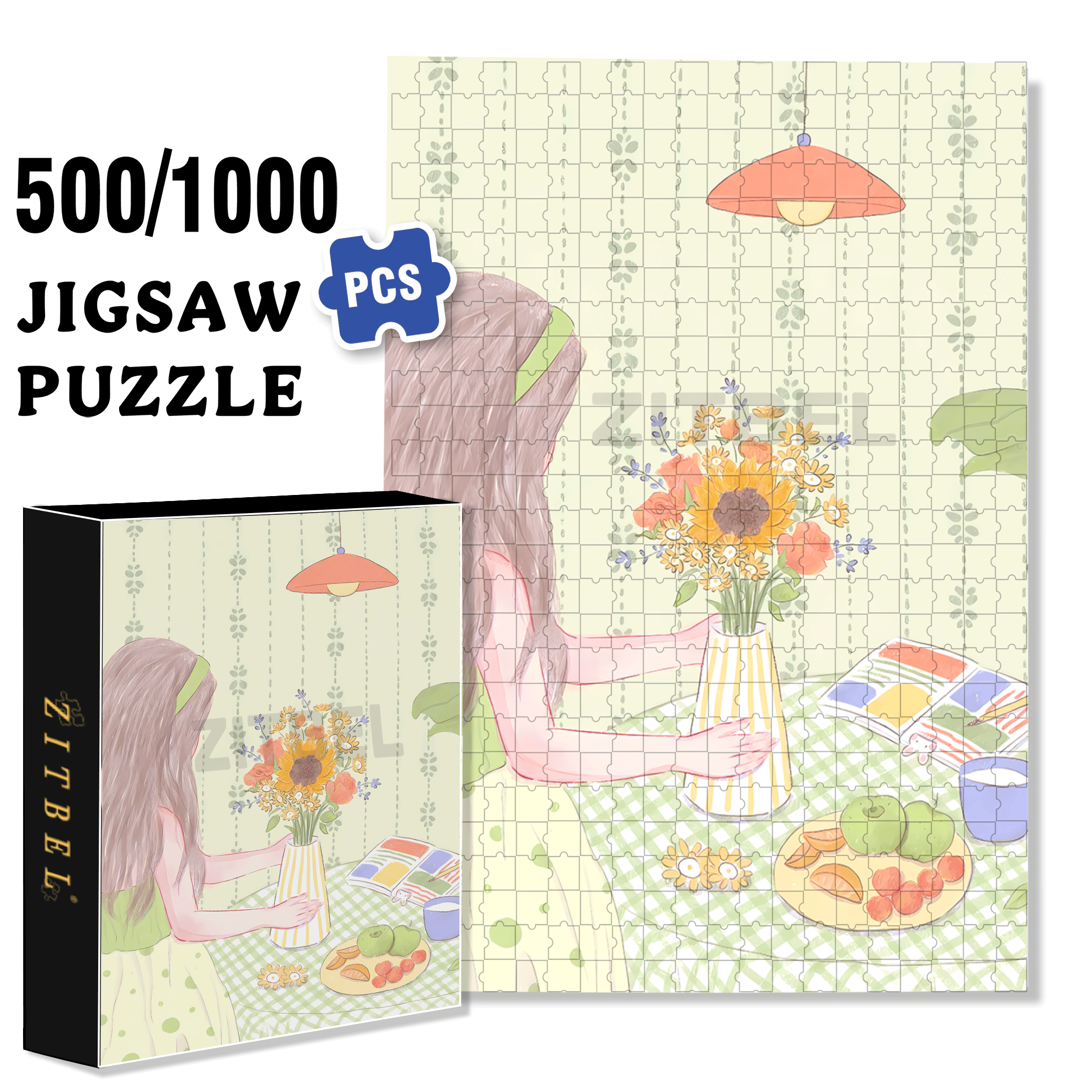 Draw A Page Of Summer 500pcs/1000pcs Jigsaw Puzzle, Scratch-Resistant, Interactive Family Game & Brain-Boosting DIY Decor, Perfect for Halloween, Christmas & New Year Gifts, Family Puzzle Game
