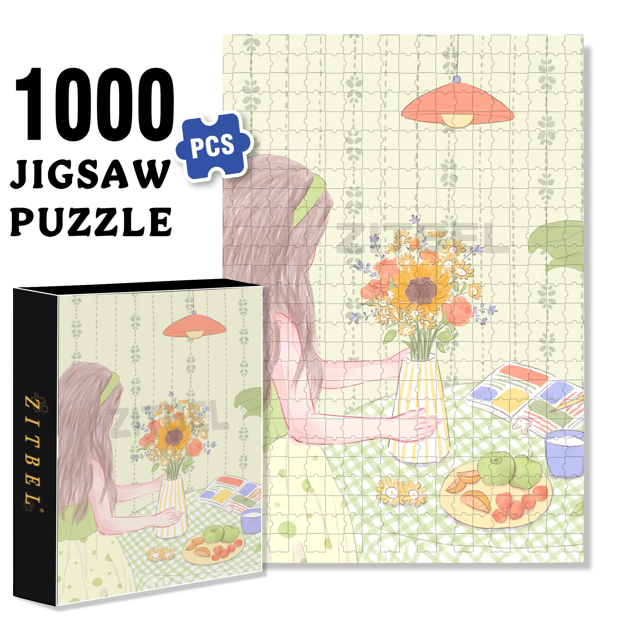 Draw A Page Of Summer 500pcs/1000pcs Jigsaw Puzzle, Scratch-Resistant, Interactive Family Game & Brain-Boosting DIY Decor, Perfect for Halloween, Christmas & New Year Gifts, Family Puzzle Game