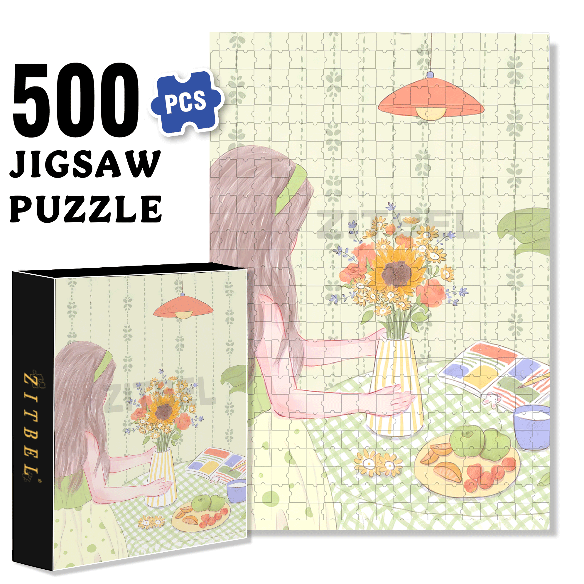 Draw A Page Of Summer 500pcs/1000pcs Jigsaw Puzzle, Scratch-Resistant, Interactive Family Game & Brain-Boosting DIY Decor, Perfect for Halloween, Christmas & New Year Gifts, Family Puzzle Game