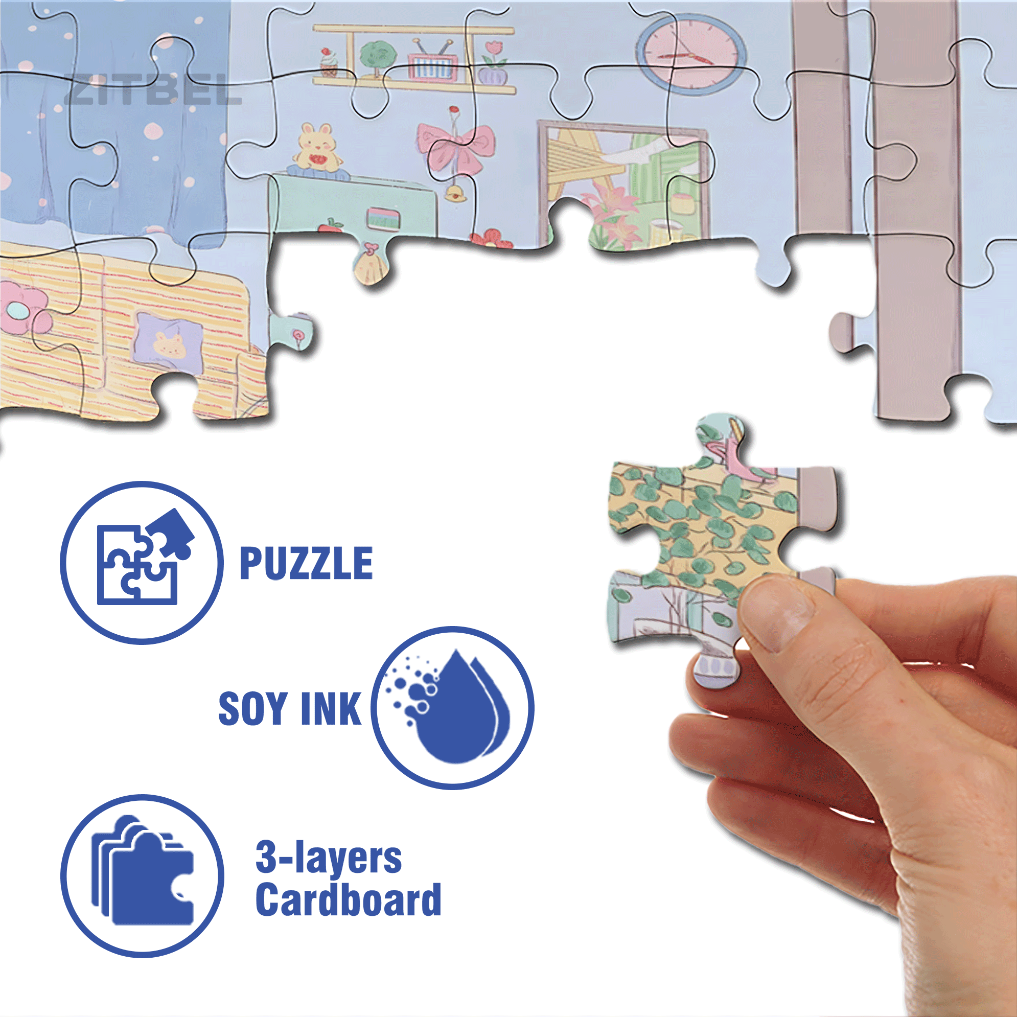 Eating Watermelon 500pcs/1000pcs Jigsaw Puzzle, Scratch-Resistant, Interactive Family Game & Brain-Boosting DIY Decor, Perfect for Halloween, Christmas & New Year Gifts, Family Puzzle Game
