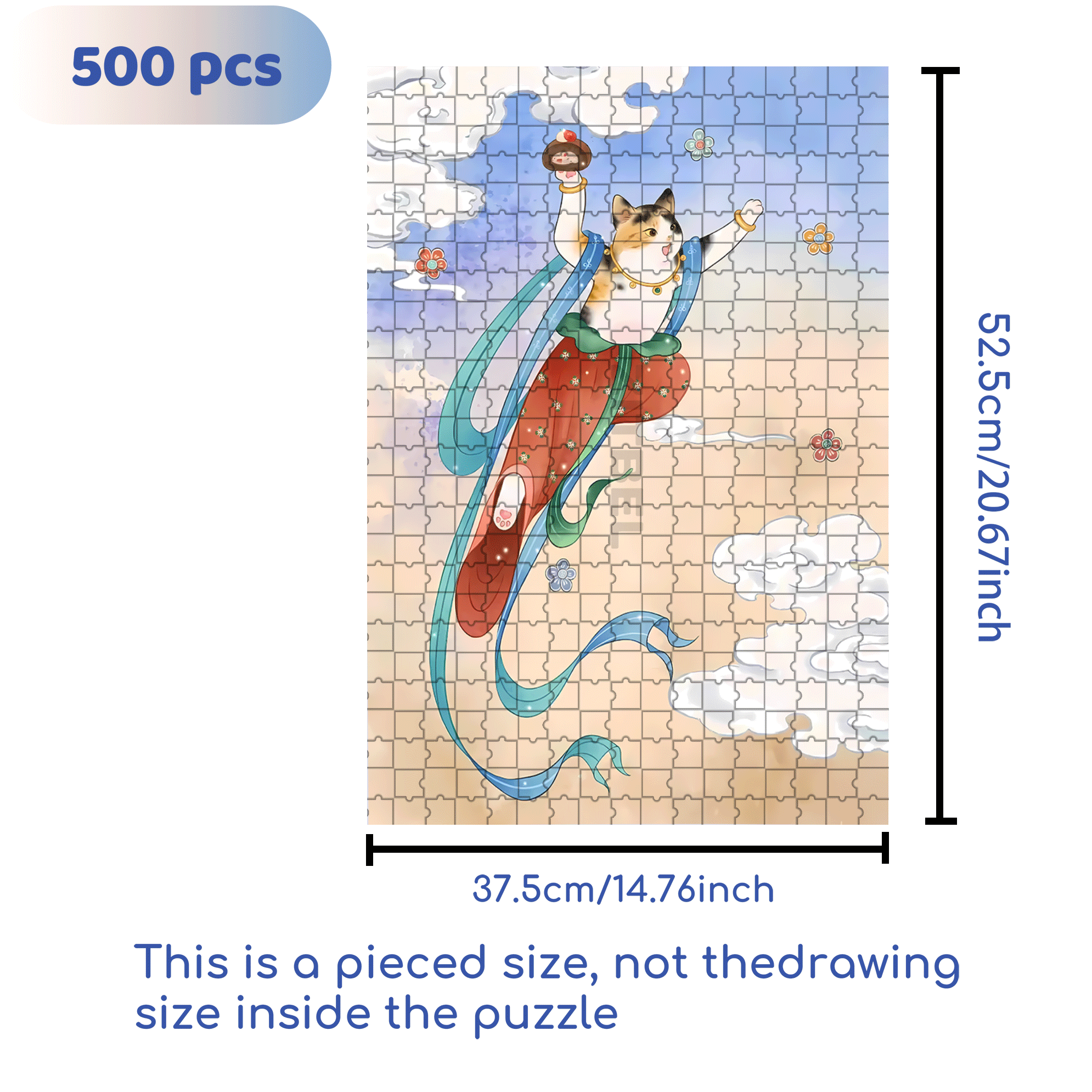 Flying Cat 2 500pcs/1000pcs Jigsaw Puzzle, Scratch-Resistant, Interactive Family Game & Brain-Boosting DIY Decor, Perfect for Halloween, Christmas & New Year Gifts, Family Puzzle Game