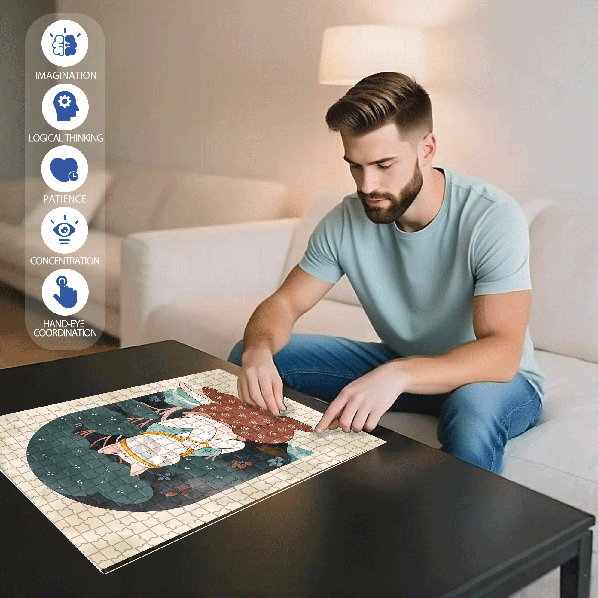 Flying Cat 7 500pcs/1000pcs Jigsaw Puzzle, Scratch-Resistant, Interactive Family Game & Brain-Boosting DIY Decor, Perfect for Halloween, Christmas & New Year Gifts, Family Puzzle Game