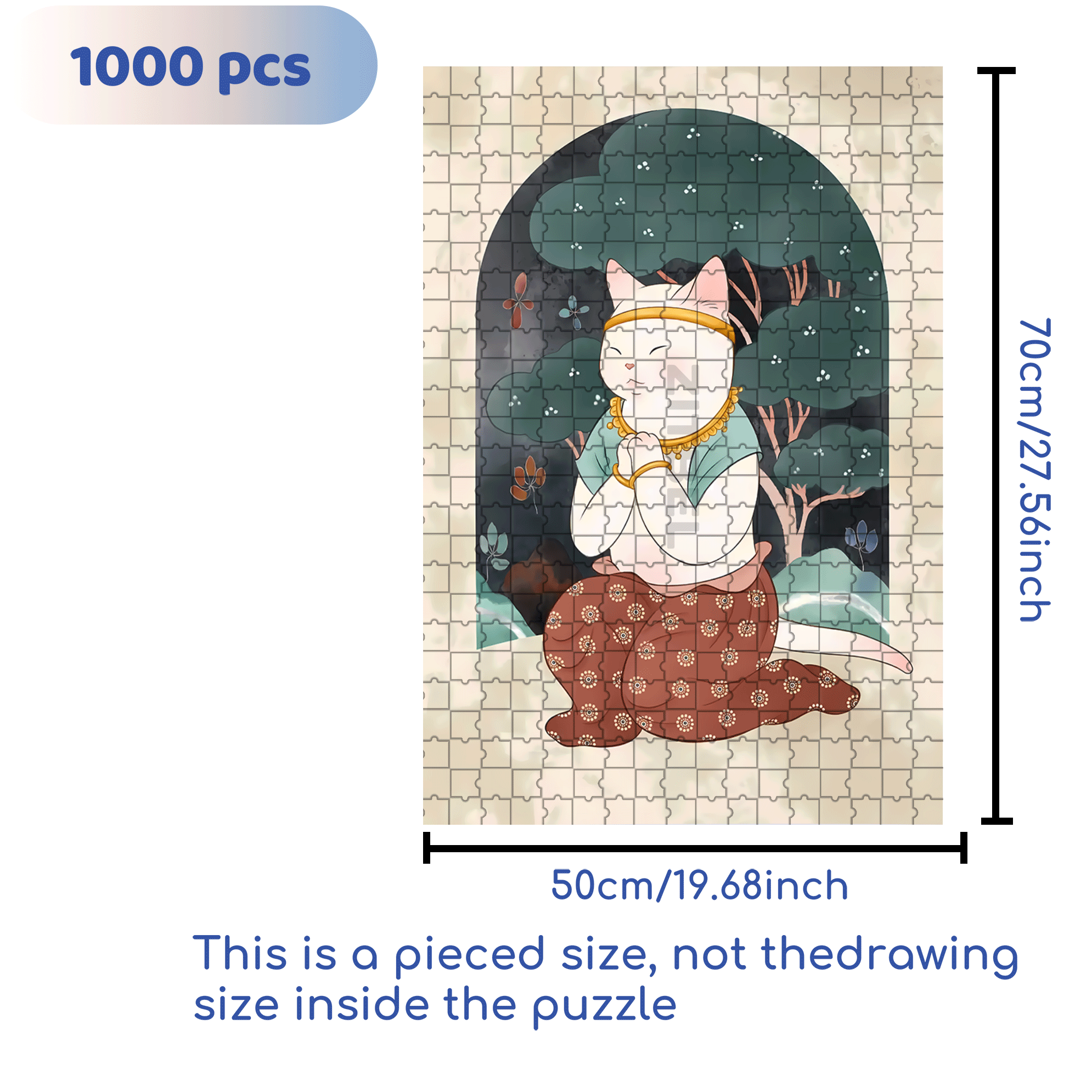 Flying Cat 7 500pcs/1000pcs Jigsaw Puzzle, Scratch-Resistant, Interactive Family Game & Brain-Boosting DIY Decor, Perfect for Halloween, Christmas & New Year Gifts, Family Puzzle Game