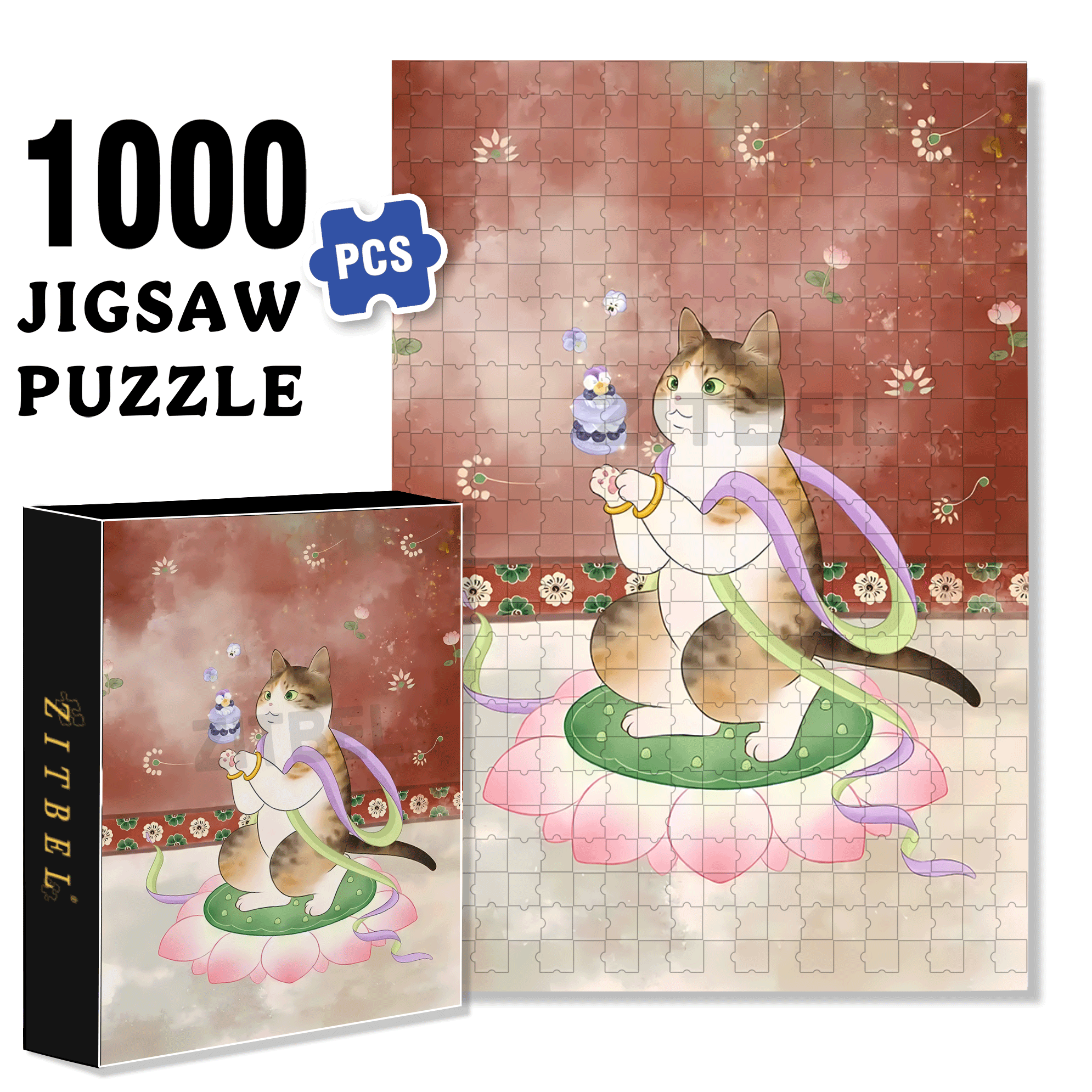 Flying Cat 9 500pcs/1000pcs Jigsaw Puzzle, Scratch-Resistant, Interactive Family Game & Brain-Boosting DIY Decor, Perfect for Halloween, Christmas & New Year Gifts, Family Puzzle Game