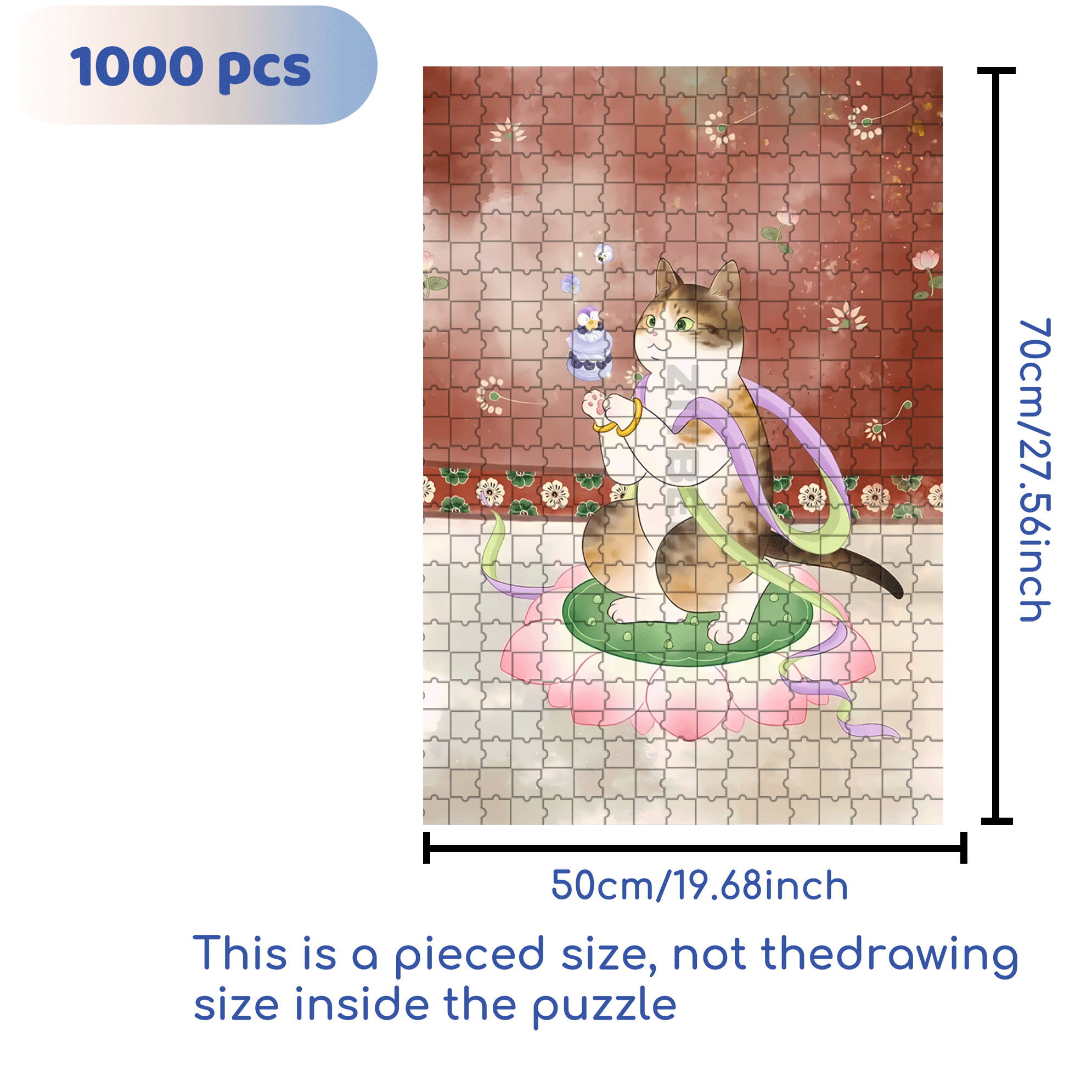 Flying Cat 9 500pcs/1000pcs Jigsaw Puzzle, Scratch-Resistant, Interactive Family Game & Brain-Boosting DIY Decor, Perfect for Halloween, Christmas & New Year Gifts, Family Puzzle Game