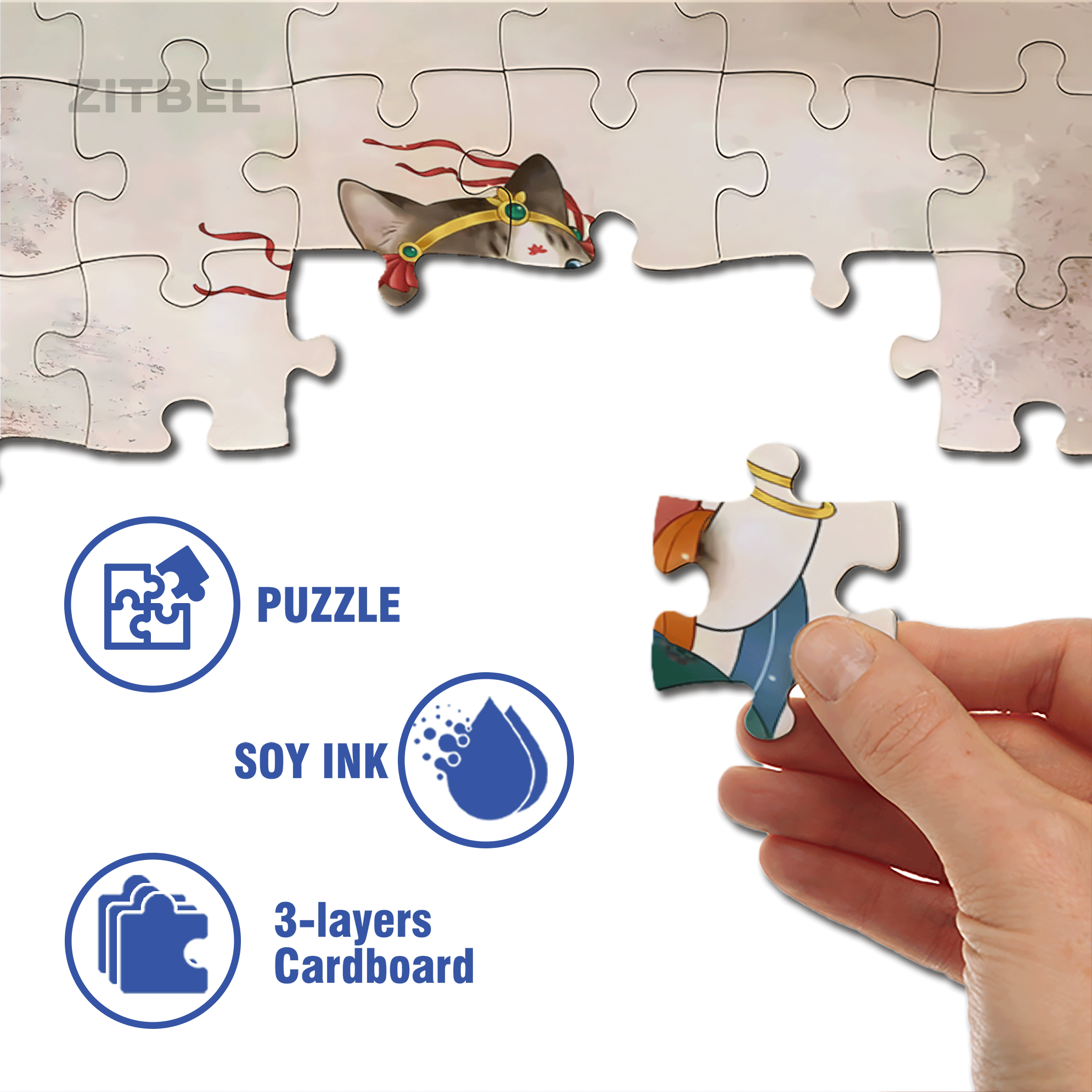 Flying Cat 500pcs/1000pcs Jigsaw Puzzle, Scratch-Resistant, Interactive Family Game & Brain-Boosting DIY Decor, Perfect for Halloween, Christmas & New Year Gifts, Family Puzzle Game