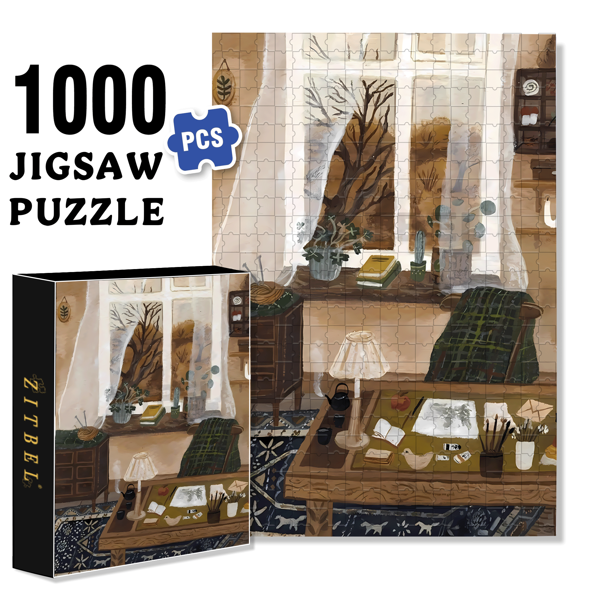 Gentle Breeze 500pcs/1000pcs Jigsaw Puzzle, Scratch-Resistant, Interactive Family Game & Brain-Boosting DIY Decor, Perfect for Halloween, Christmas & New Year Gifts, Family Puzzle Game