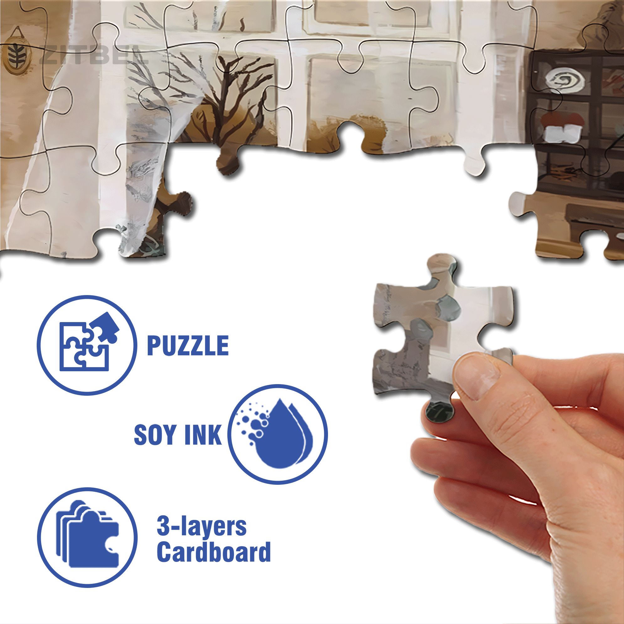 Gentle Breeze 500pcs/1000pcs Jigsaw Puzzle, Scratch-Resistant, Interactive Family Game & Brain-Boosting DIY Decor, Perfect for Halloween, Christmas & New Year Gifts, Family Puzzle Game