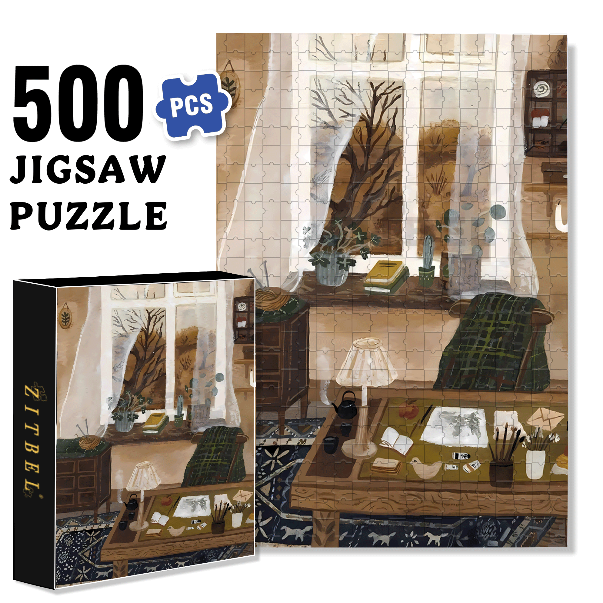 Gentle Breeze 500pcs/1000pcs Jigsaw Puzzle, Scratch-Resistant, Interactive Family Game & Brain-Boosting DIY Decor, Perfect for Halloween, Christmas & New Year Gifts, Family Puzzle Game