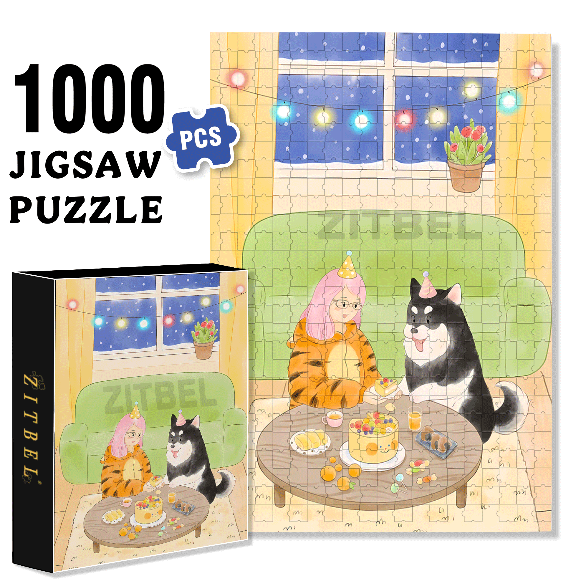 Happy birthday, Dear. 500pcs/1000pcs Jigsaw Puzzle, Scratch-Resistant, Interactive Family Game & Brain-Boosting DIY Decor, Perfect for Halloween, Christmas & New Year Gifts, Family Puzzle Game
