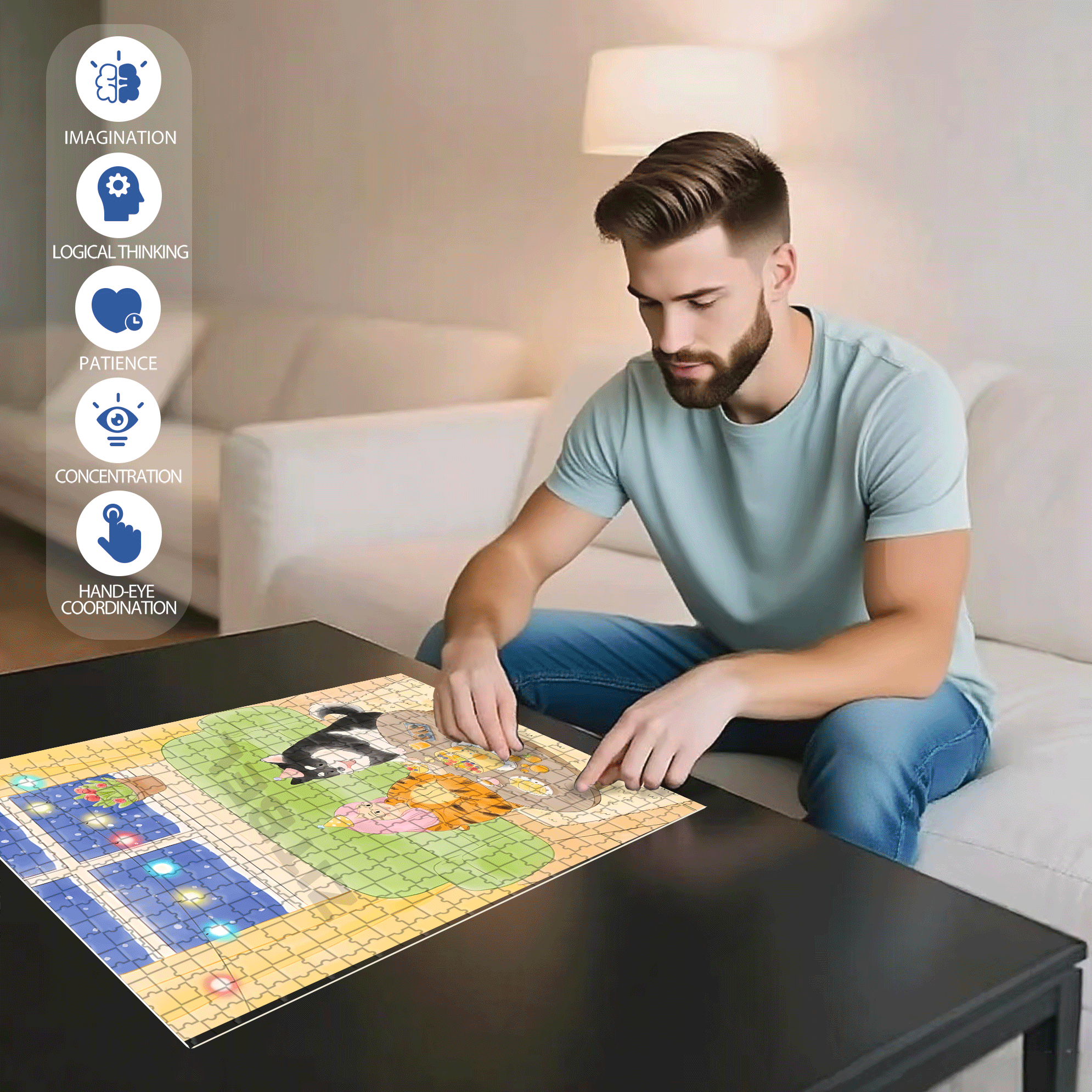 Happy birthday, Dear. 500pcs/1000pcs Jigsaw Puzzle, Scratch-Resistant, Interactive Family Game & Brain-Boosting DIY Decor, Perfect for Halloween, Christmas & New Year Gifts, Family Puzzle Game