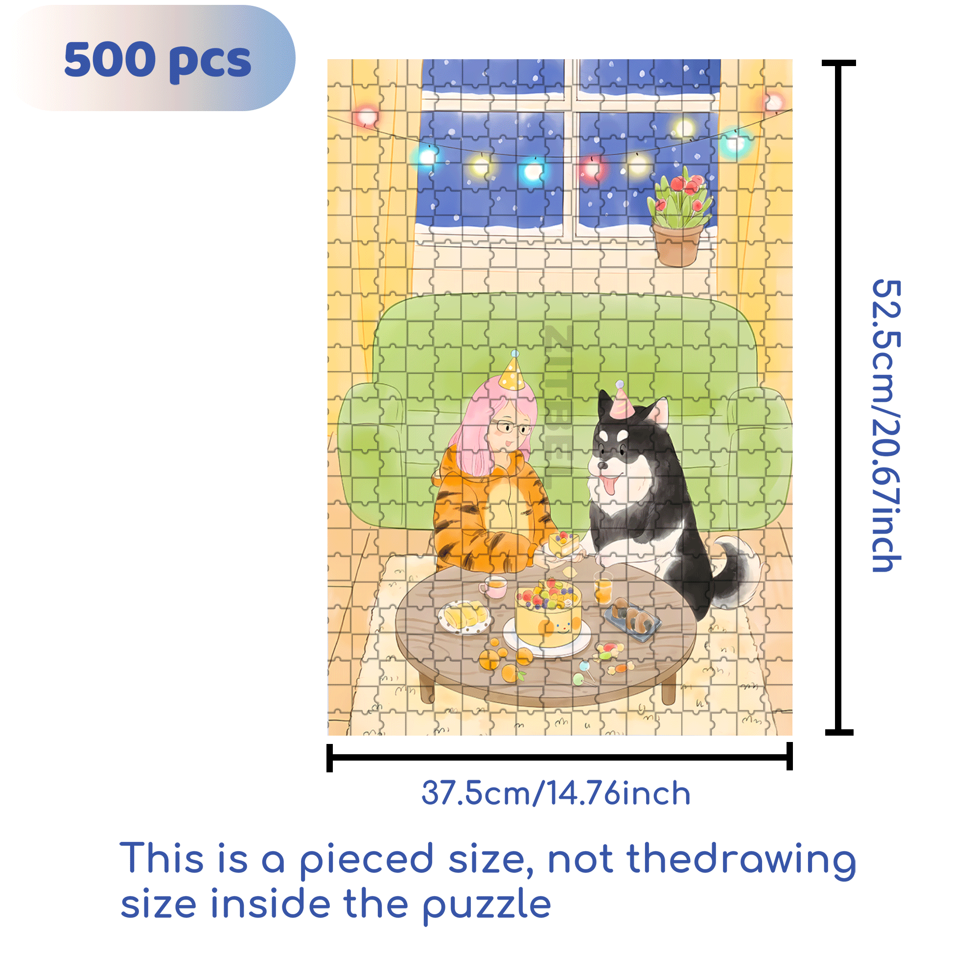 Happy birthday, Dear. 500pcs/1000pcs Jigsaw Puzzle, Scratch-Resistant, Interactive Family Game & Brain-Boosting DIY Decor, Perfect for Halloween, Christmas & New Year Gifts, Family Puzzle Game