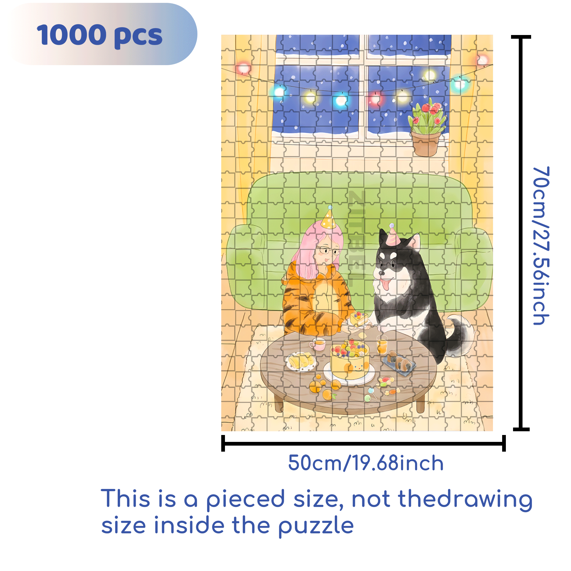 Happy birthday, Dear. 500pcs/1000pcs Jigsaw Puzzle, Scratch-Resistant, Interactive Family Game & Brain-Boosting DIY Decor, Perfect for Halloween, Christmas & New Year Gifts, Family Puzzle Game