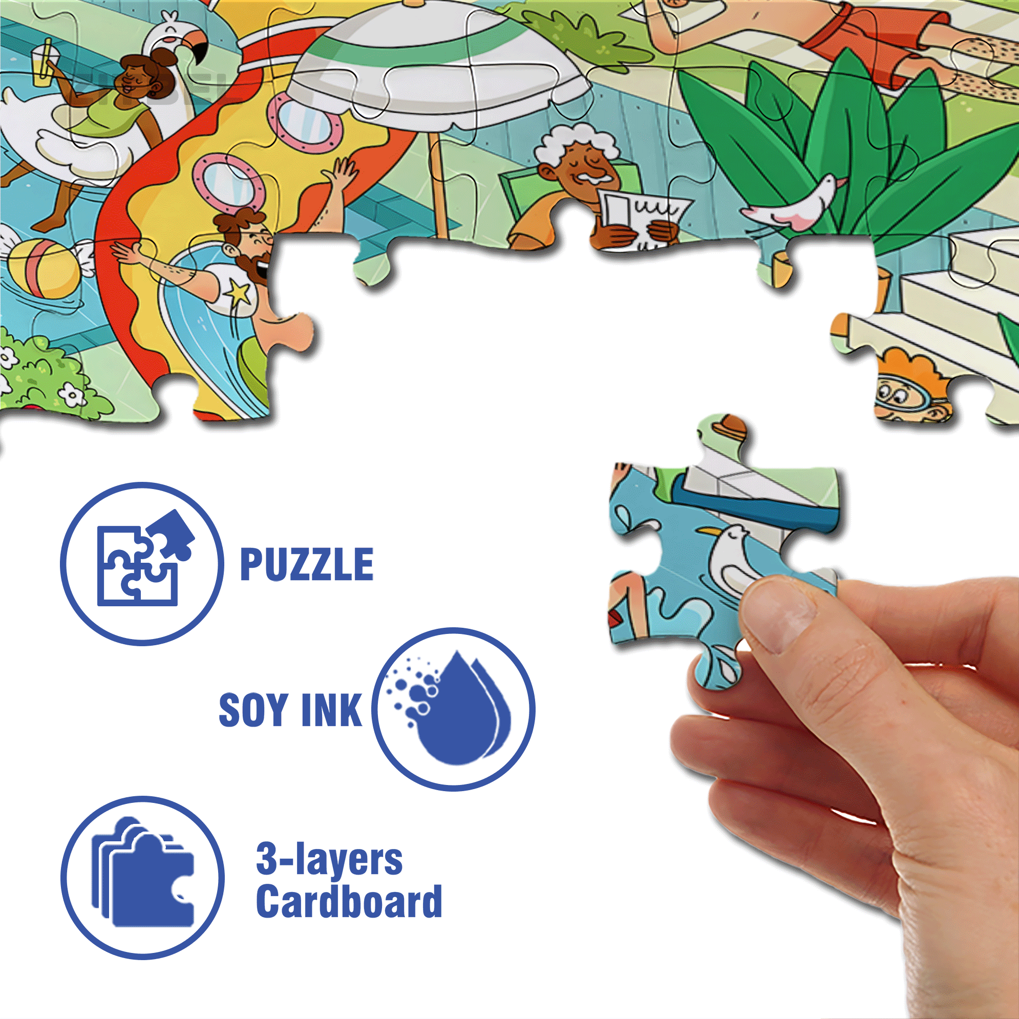 Happy Pool 500pcs/1000pcs Jigsaw Puzzle, Scratch-Resistant, Interactive Family Game & Brain-Boosting DIY Decor, Perfect for Halloween, Christmas & New Year Gifts, Family Puzzle Game