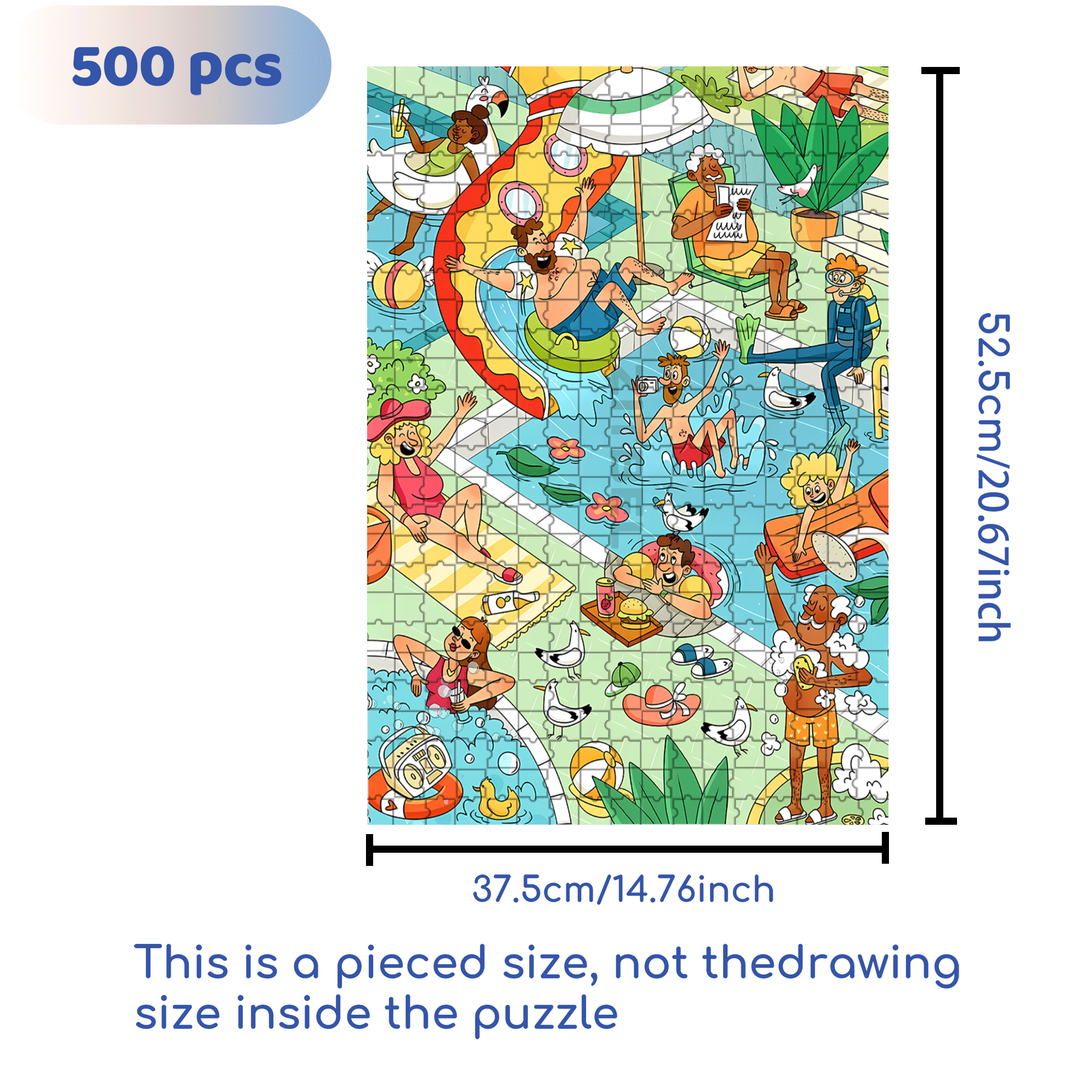 Happy Pool 500pcs/1000pcs Jigsaw Puzzle, Scratch-Resistant, Interactive Family Game & Brain-Boosting DIY Decor, Perfect for Halloween, Christmas & New Year Gifts, Family Puzzle Game