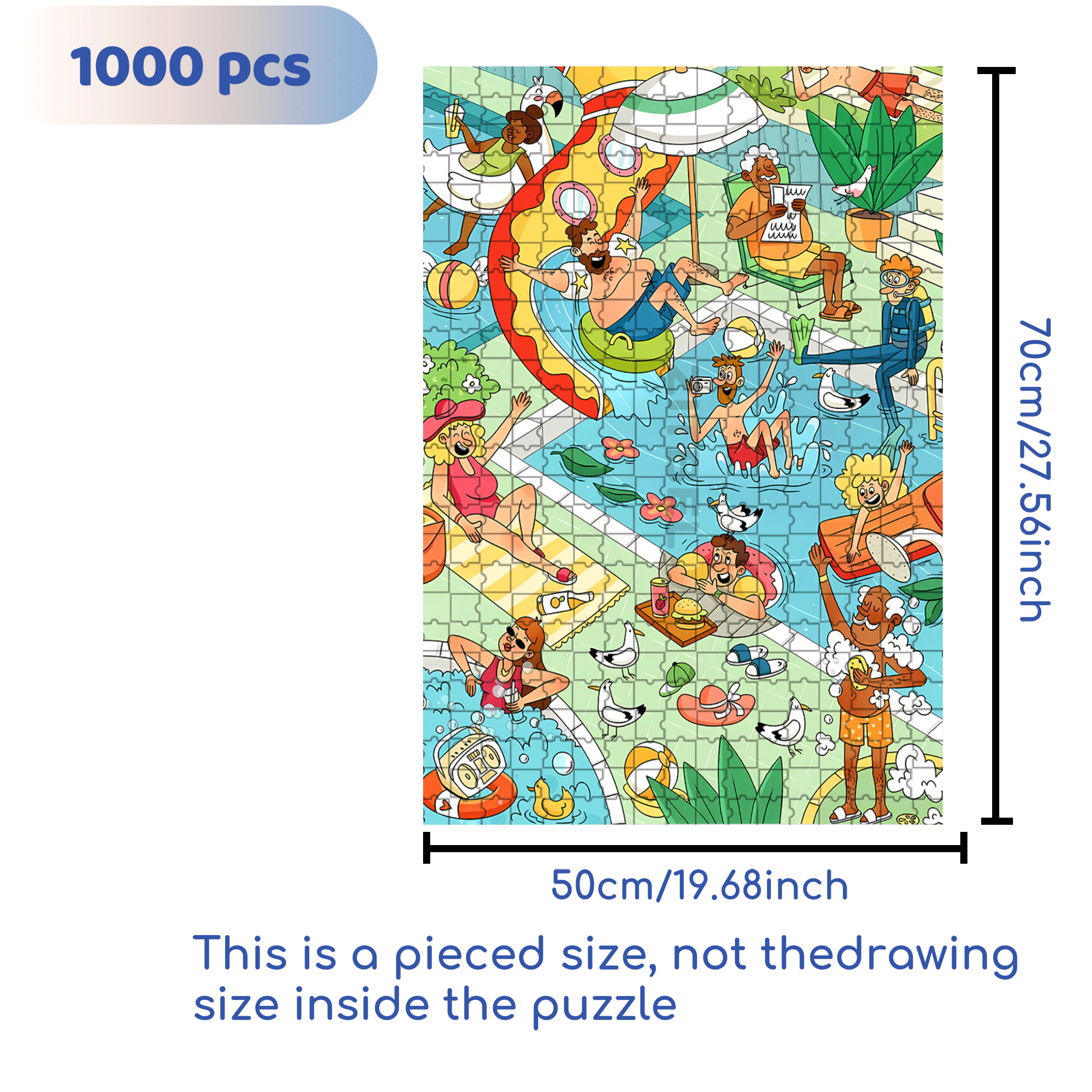 Happy Pool 500pcs/1000pcs Jigsaw Puzzle, Scratch-Resistant, Interactive Family Game & Brain-Boosting DIY Decor, Perfect for Halloween, Christmas & New Year Gifts, Family Puzzle Game