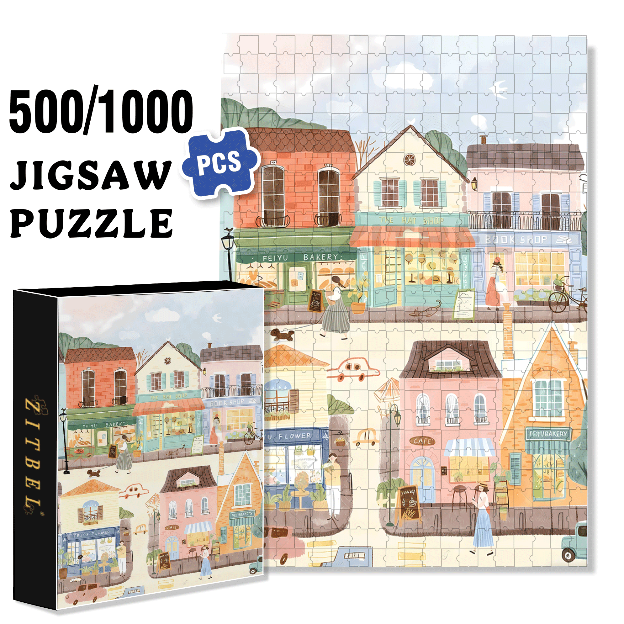 Healing Style 500pcs/1000pcs Jigsaw Puzzle, Scratch-Resistant, Interactive Family Game & Brain-Boosting DIY Decor, Perfect for Halloween, Christmas & New Year Gifts, Family Puzzle Game