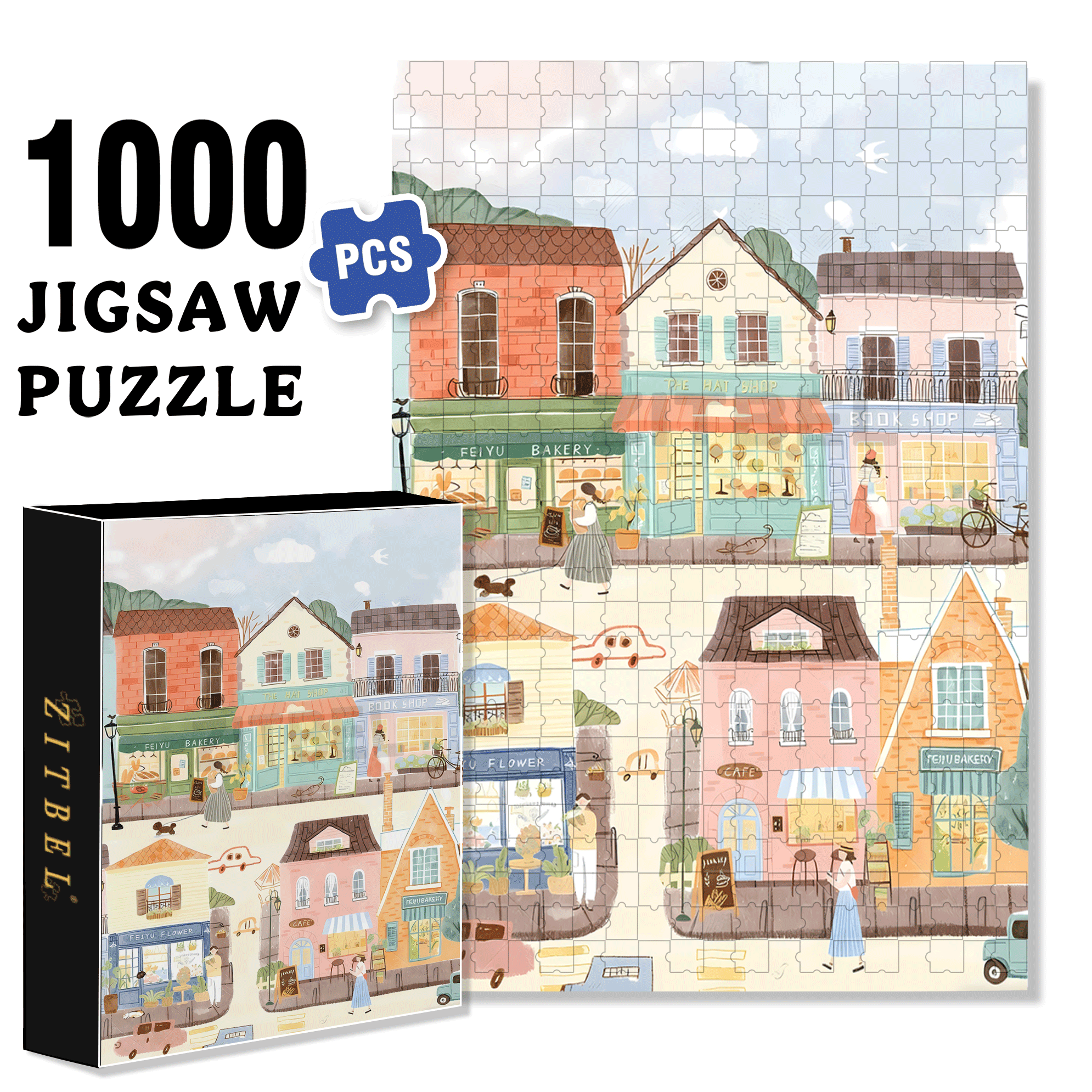 Healing Style 500pcs/1000pcs Jigsaw Puzzle, Scratch-Resistant, Interactive Family Game & Brain-Boosting DIY Decor, Perfect for Halloween, Christmas & New Year Gifts, Family Puzzle Game