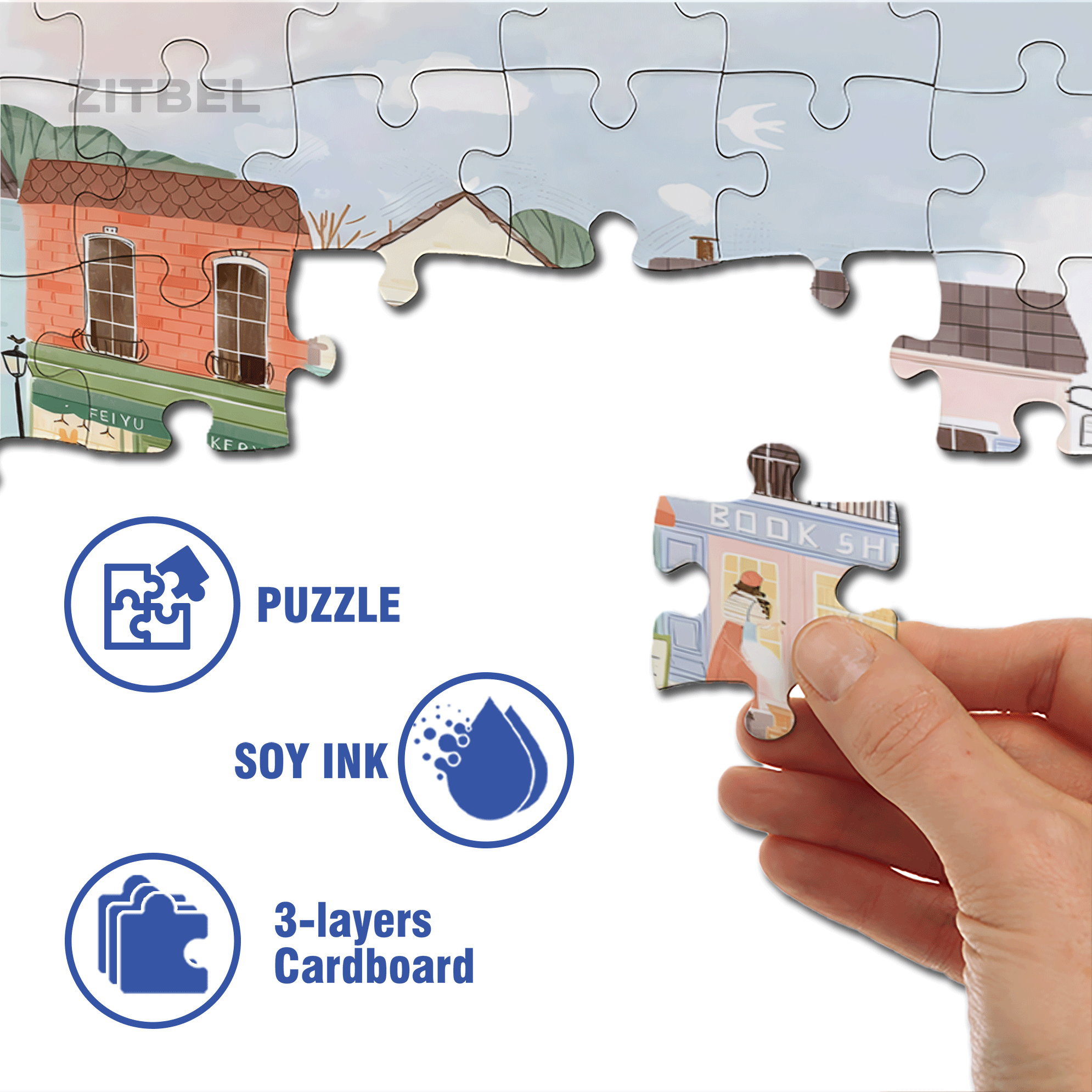 Healing Style 500pcs/1000pcs Jigsaw Puzzle, Scratch-Resistant, Interactive Family Game & Brain-Boosting DIY Decor, Perfect for Halloween, Christmas & New Year Gifts, Family Puzzle Game