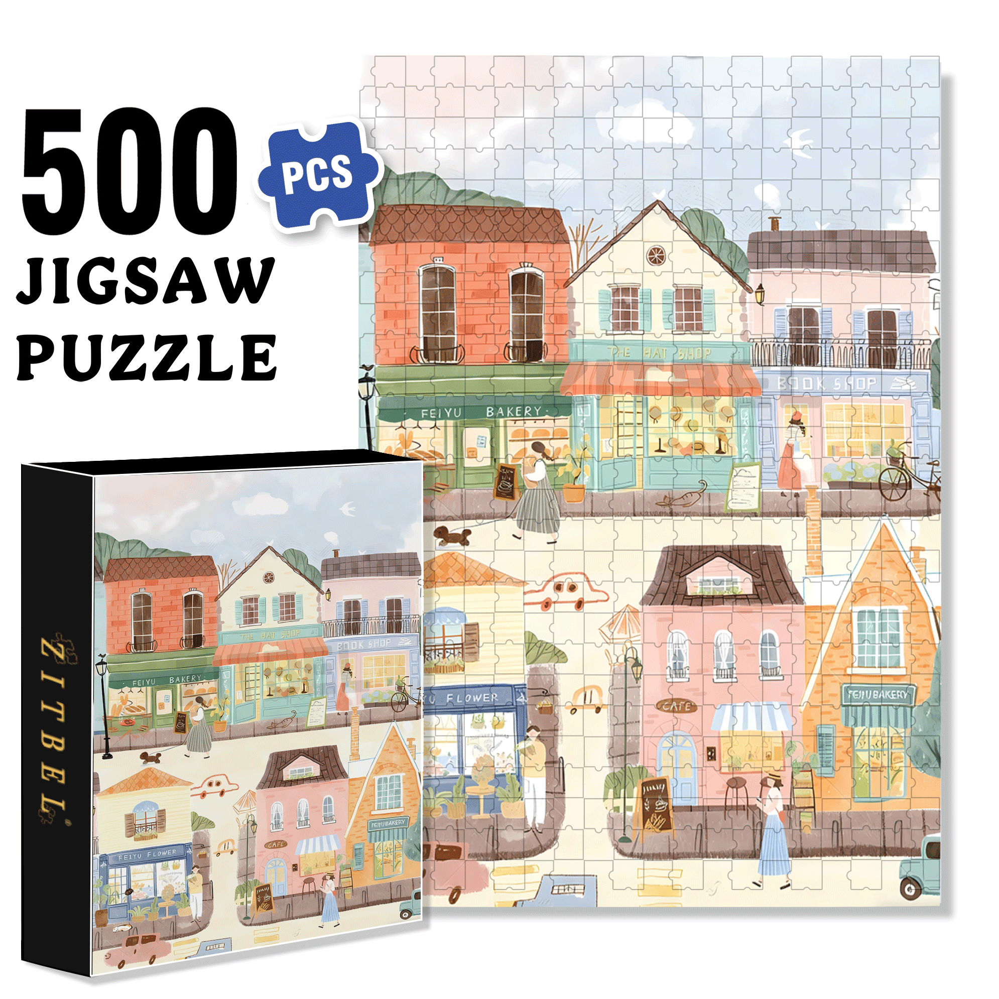 Healing Style 500pcs/1000pcs Jigsaw Puzzle, Scratch-Resistant, Interactive Family Game & Brain-Boosting DIY Decor, Perfect for Halloween, Christmas & New Year Gifts, Family Puzzle Game