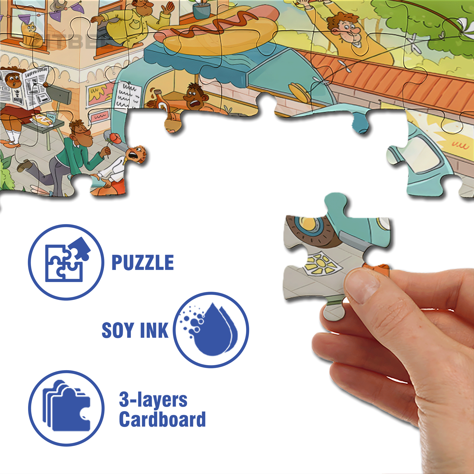 Hot Dog City 500pcs/1000pcs Jigsaw Puzzle, Scratch-Resistant, Interactive Family Game & Brain-Boosting DIY Decor, Perfect for Halloween, Christmas & New Year Gifts, Family Puzzle Game