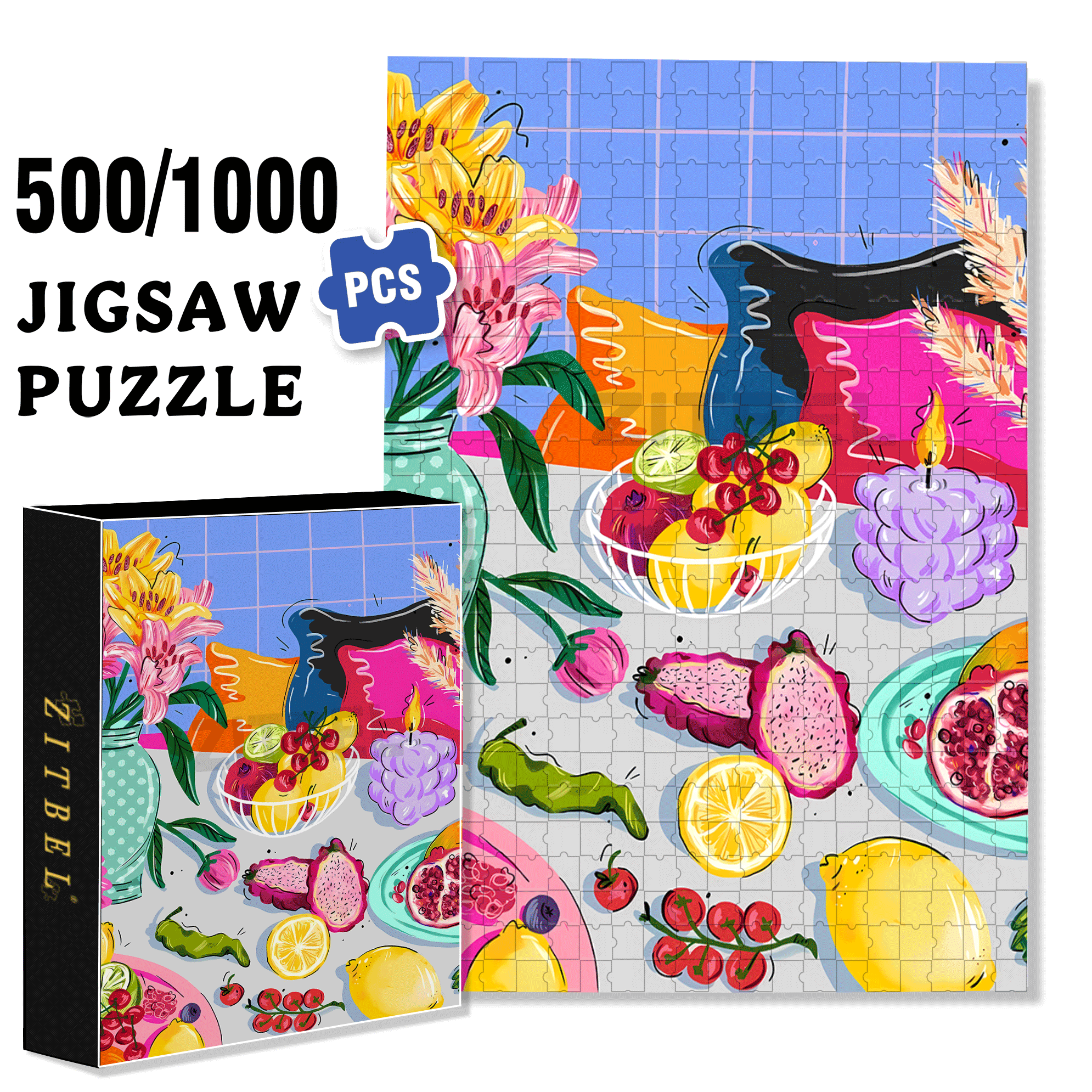Infinite Passion 2 500pcs/1000pcs Jigsaw Puzzle, Scratch-Resistant, Interactive Family Game & Brain-Boosting DIY Decor, Perfect for Halloween, Christmas & New Year Gifts, Family Puzzle Game