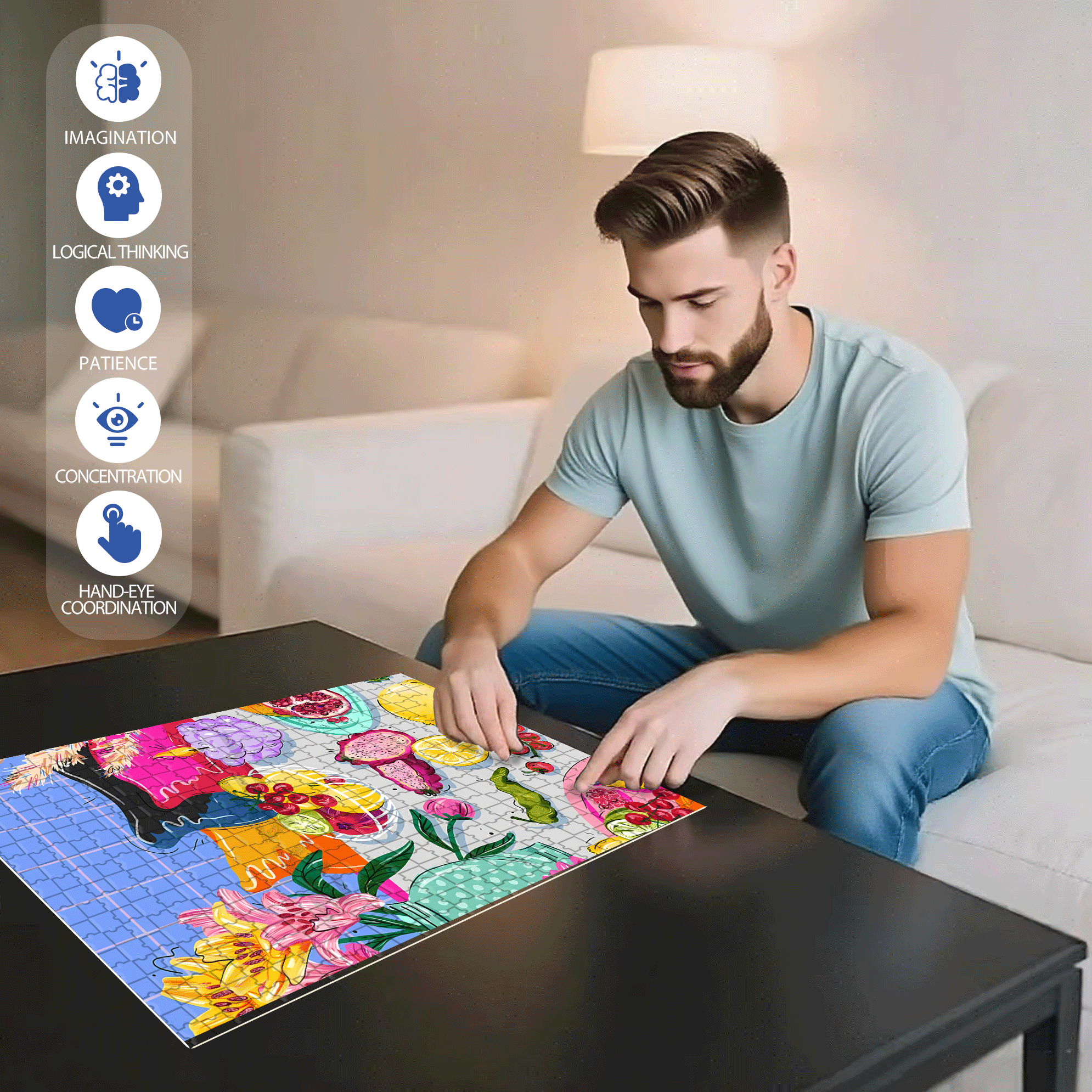 Infinite Passion 2 500pcs/1000pcs Jigsaw Puzzle, Scratch-Resistant, Interactive Family Game & Brain-Boosting DIY Decor, Perfect for Halloween, Christmas & New Year Gifts, Family Puzzle Game