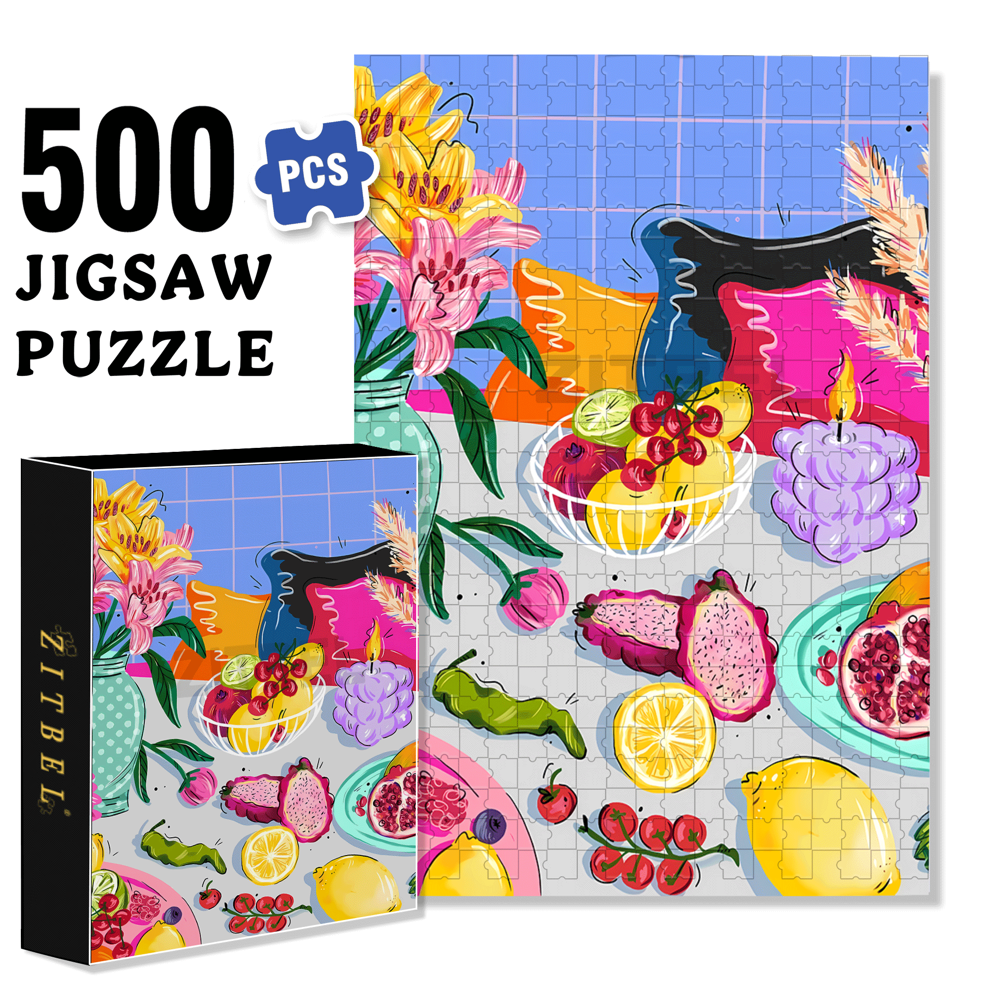 Infinite Passion 2 500pcs/1000pcs Jigsaw Puzzle, Scratch-Resistant, Interactive Family Game & Brain-Boosting DIY Decor, Perfect for Halloween, Christmas & New Year Gifts, Family Puzzle Game
