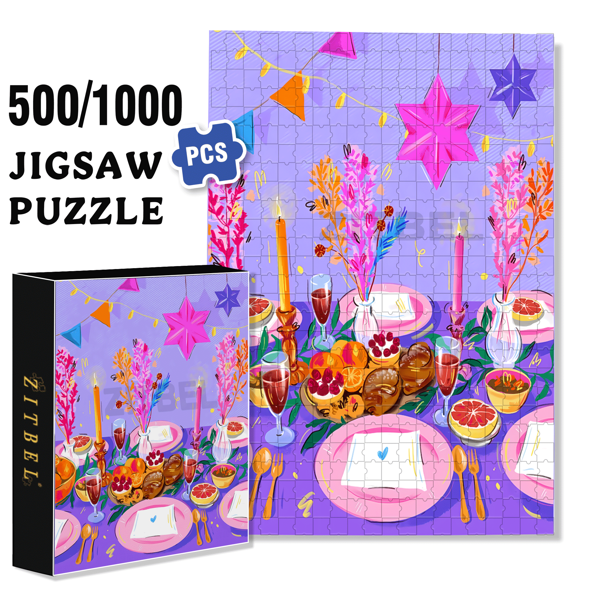 Infinite Passion 3 500pcs/1000pcs Jigsaw Puzzle, Scratch-Resistant, Interactive Family Game & Brain-Boosting DIY Decor, Perfect for Halloween, Christmas & New Year Gifts, Family Puzzle Game
